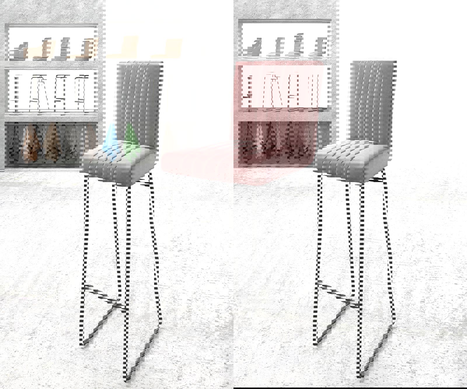 Barstuhl Luiga-Flex Samt Rosé Kufengestell Metall Barstuhl Luiga-Flex Samt Rosé Kufengestell Metall