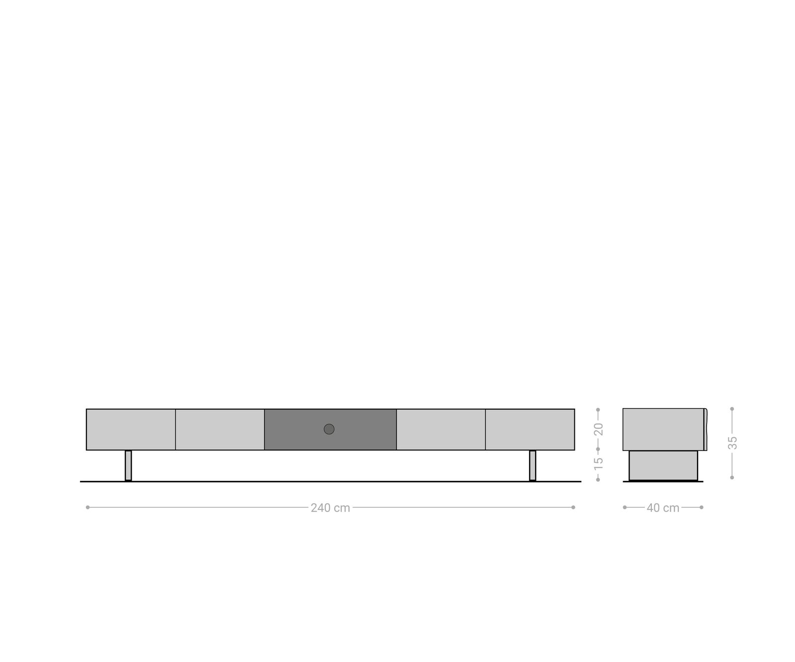 Meuble-TV New Live-Edge 240 cm acacia naturel 4 portes 1 compartiment pied flottant métal noir 6