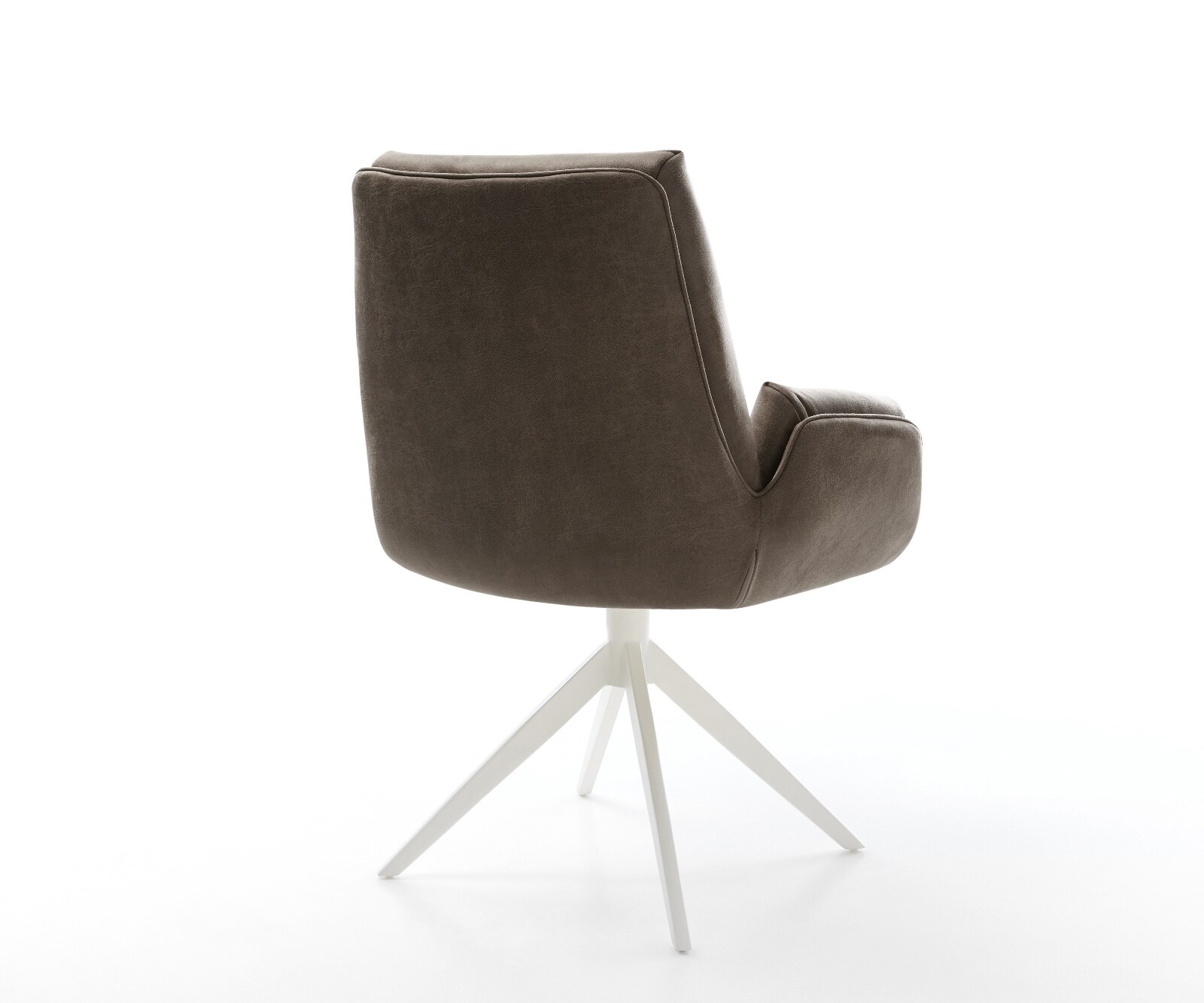 Drehstuhl Clea-Flex Mikrofaser Taupe Vintage Kreuzgestell breit Weiß 360° drehbar Wippfunktion 4