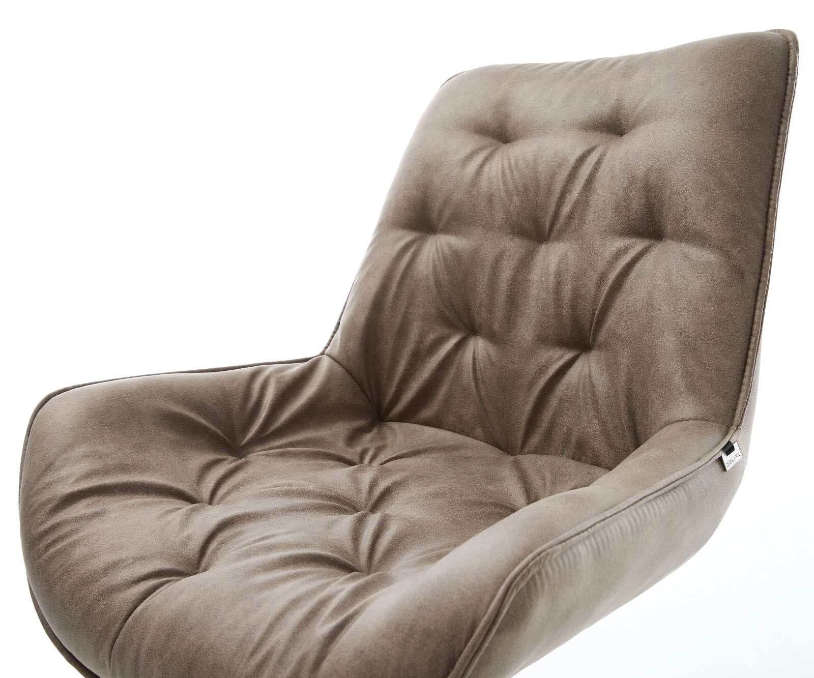 Drehstuhl Taimi-Flex Mikrofaser Taupe Vintage Kreuzgestell breit Edelstahl 360° drehbar Wippfunktion 3