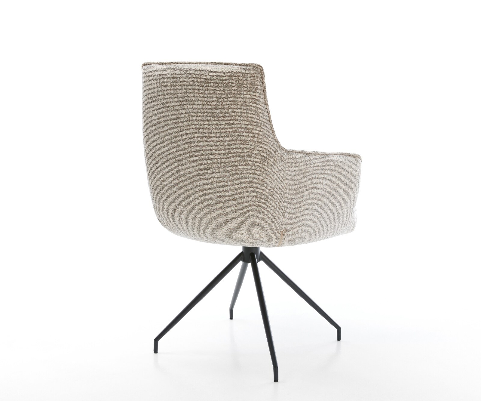 Esszimmerstuhl Heira-Flex mit Armlehnen Webstoff Soft Beige Kreuzgestell konisch Schwarz Taschenfederkern 5