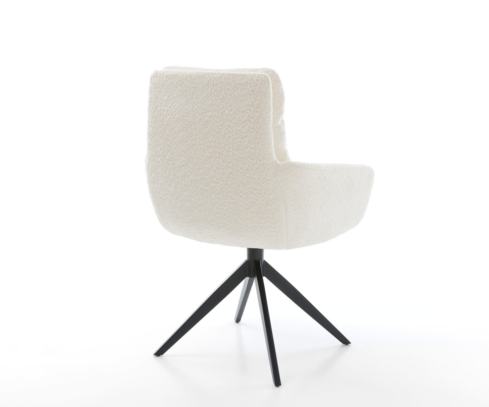 Chaise-de-salle-à-manger Abelia-Flex avec accoudoirs bouclé blanc pied croisé large noir 4