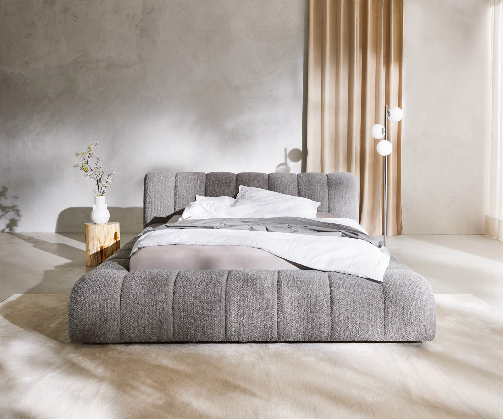 Polsterbettgestell Cutio 140x200 cm Bouclé Silbergrau 3 Polsterbettgestell Cutio 140x200 cm Bouclé Silbergrau 3