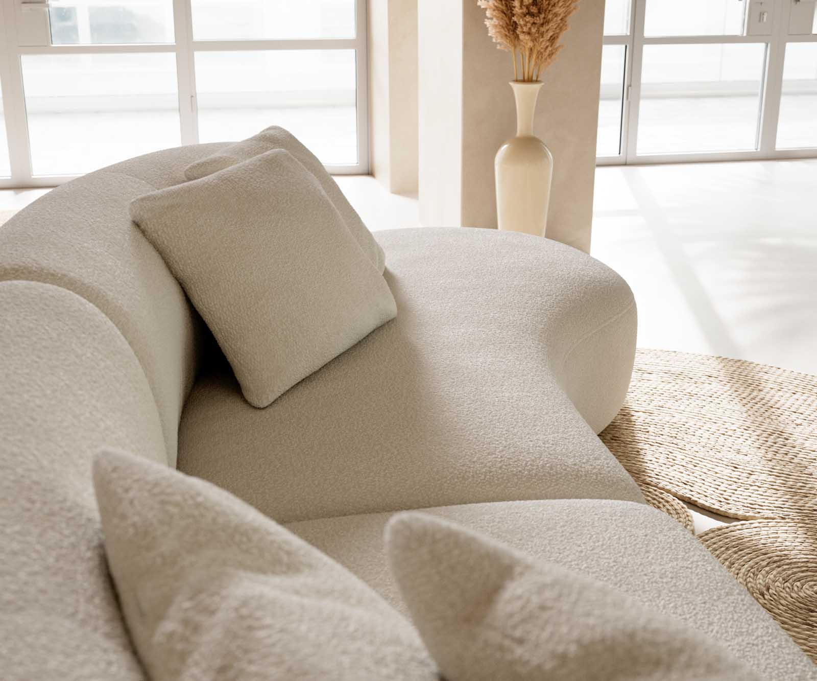 Canapé Mairi 330x160 cm Bouclé Crème-Blanc 6
