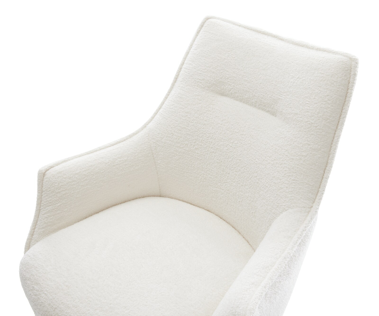 Esszimmerstuhl Alja-Flex mit Armlehnen Bouclé Soft Beige Kufengestell Edelstahl Taschenfederkern 4