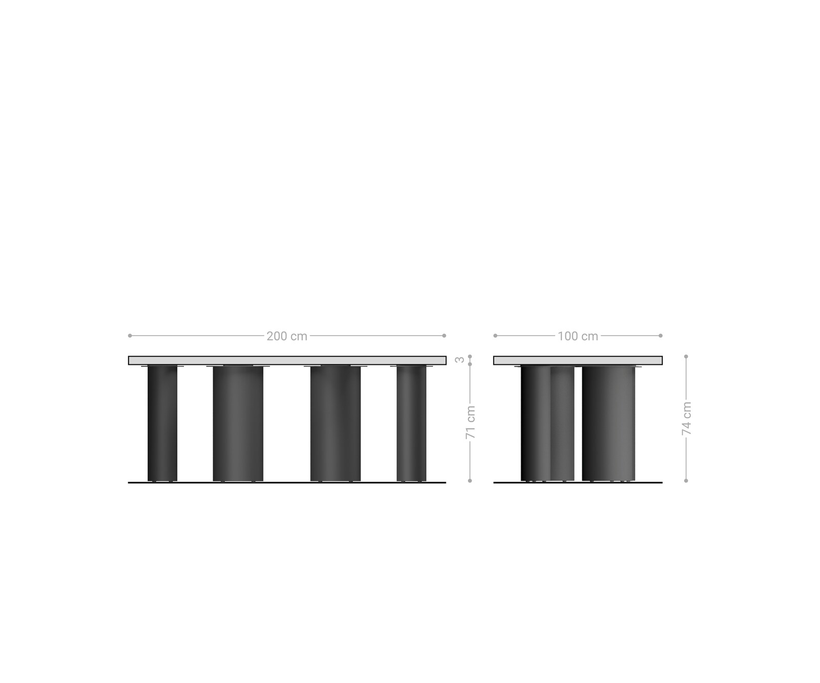 Table à manger Edge 200x100x2,5-3 chêne naturee Pilier métal noir Live-Edge 6