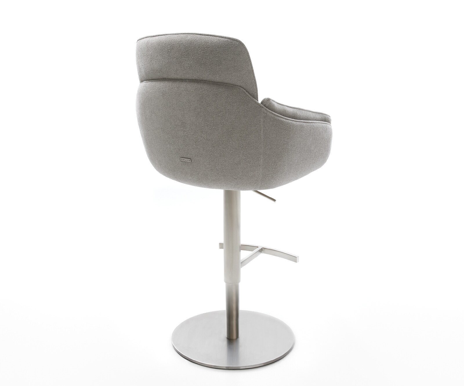 Barstuhl Luan-Flex Strukturstoff Soft Grau Drehfuß höhenverstellbar Edelstahl Silberfarben 5