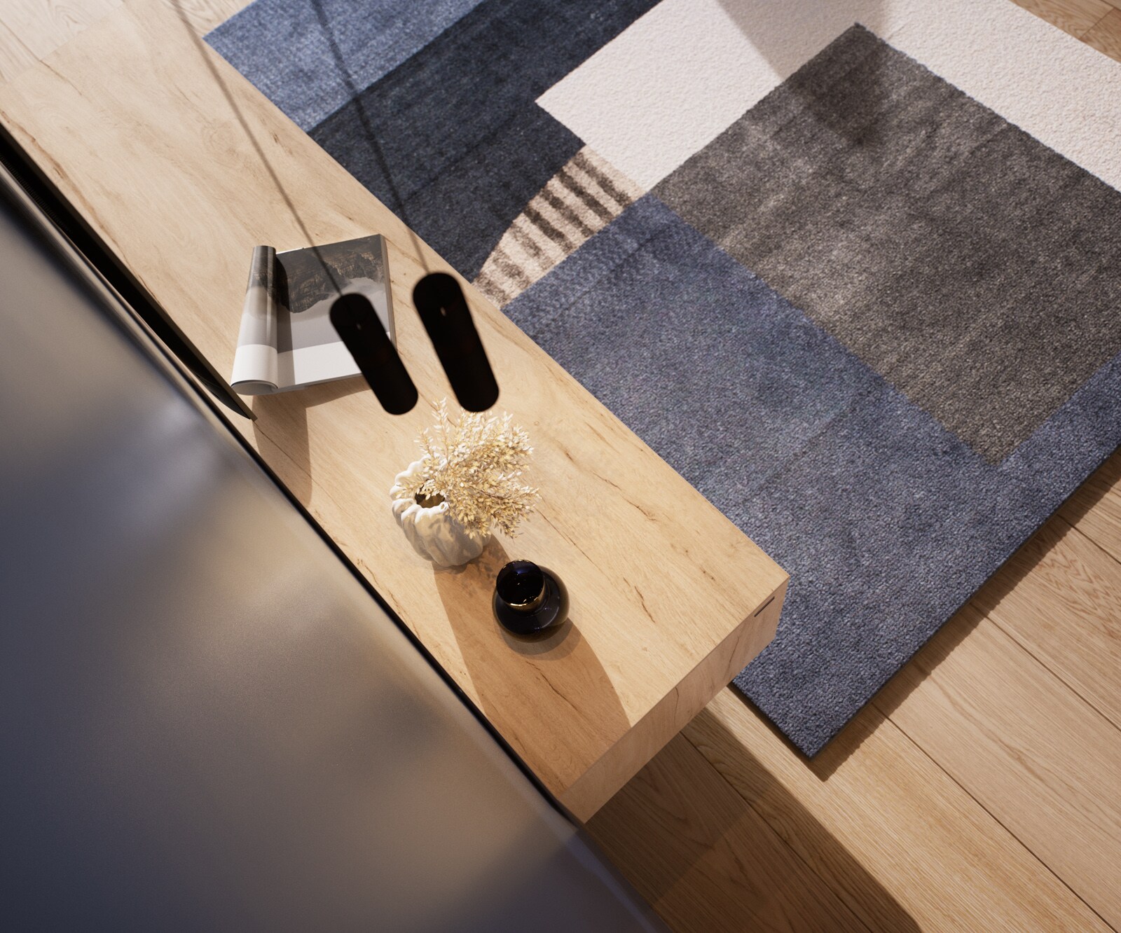Lowboard Cuor 180 cm Keramik Laminam® Sabbia Eichefarbig 1 Klappe 2 Schubfächer Schwebend 5