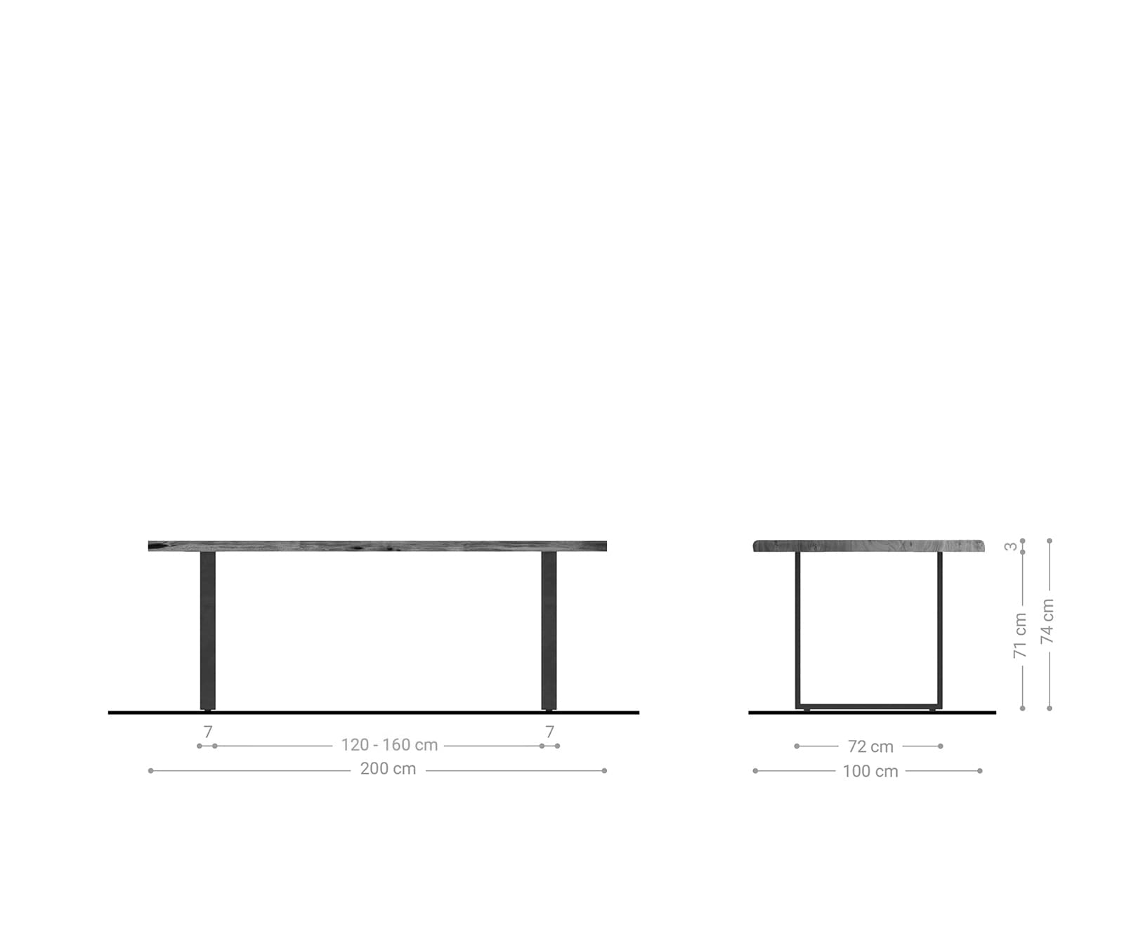 Esstisch Edge 200x100 Eiche Natur Kufe Schwarz Live-Edge 6 Esstisch Edge 200x100 Eiche Natur Kufe Schwarz Live-Edge 6