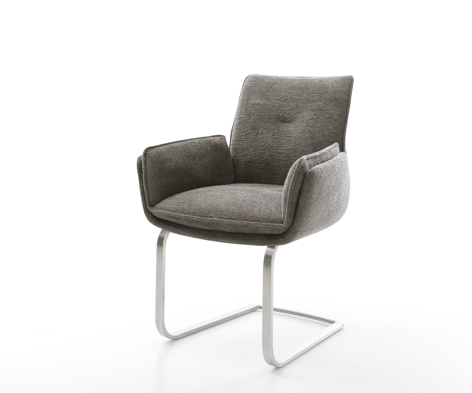 Freischwinger Nela-Flex Bouclé Soft Schlamm Freischwinger flach Edelstahl