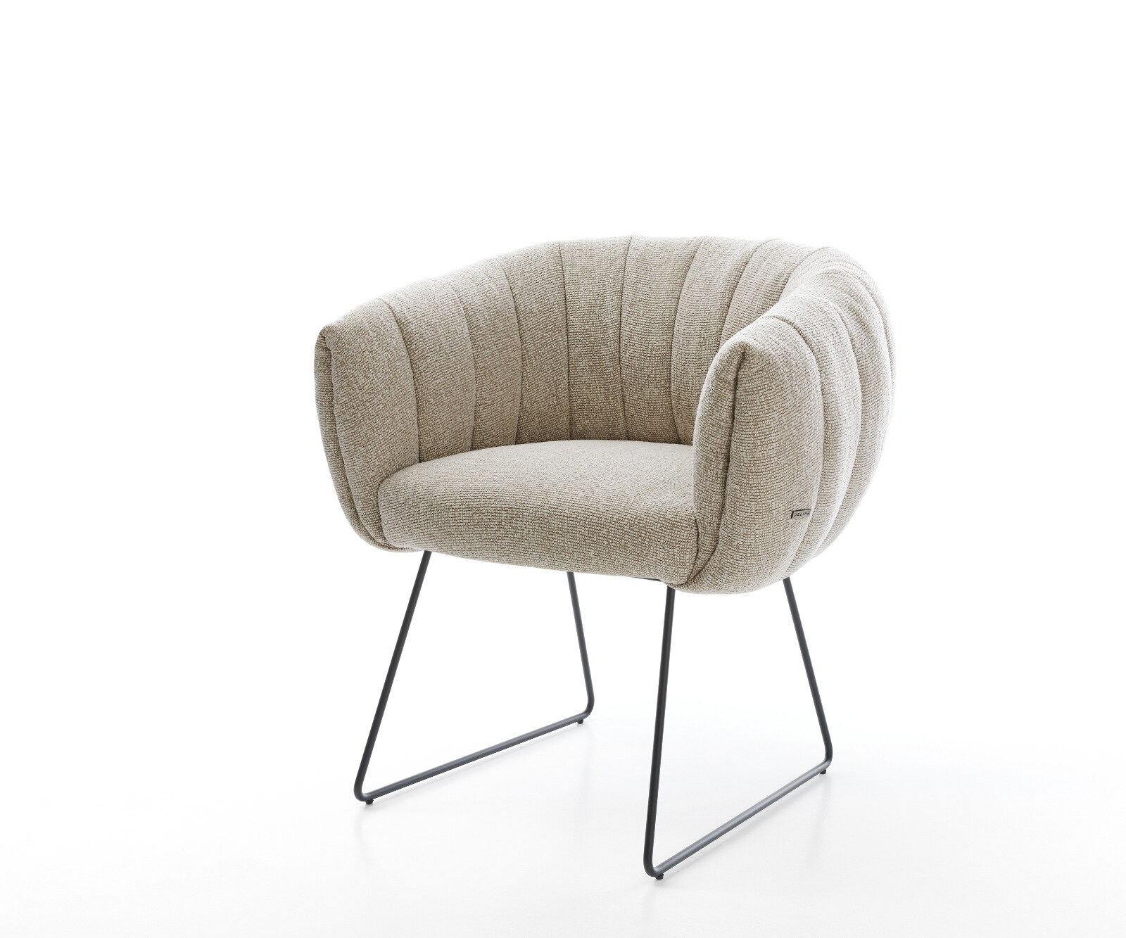 Esszimmerstuhl Jada-Flex Webstoff Soft Beige Kufengestell Schwarz Taschenfederkern 1