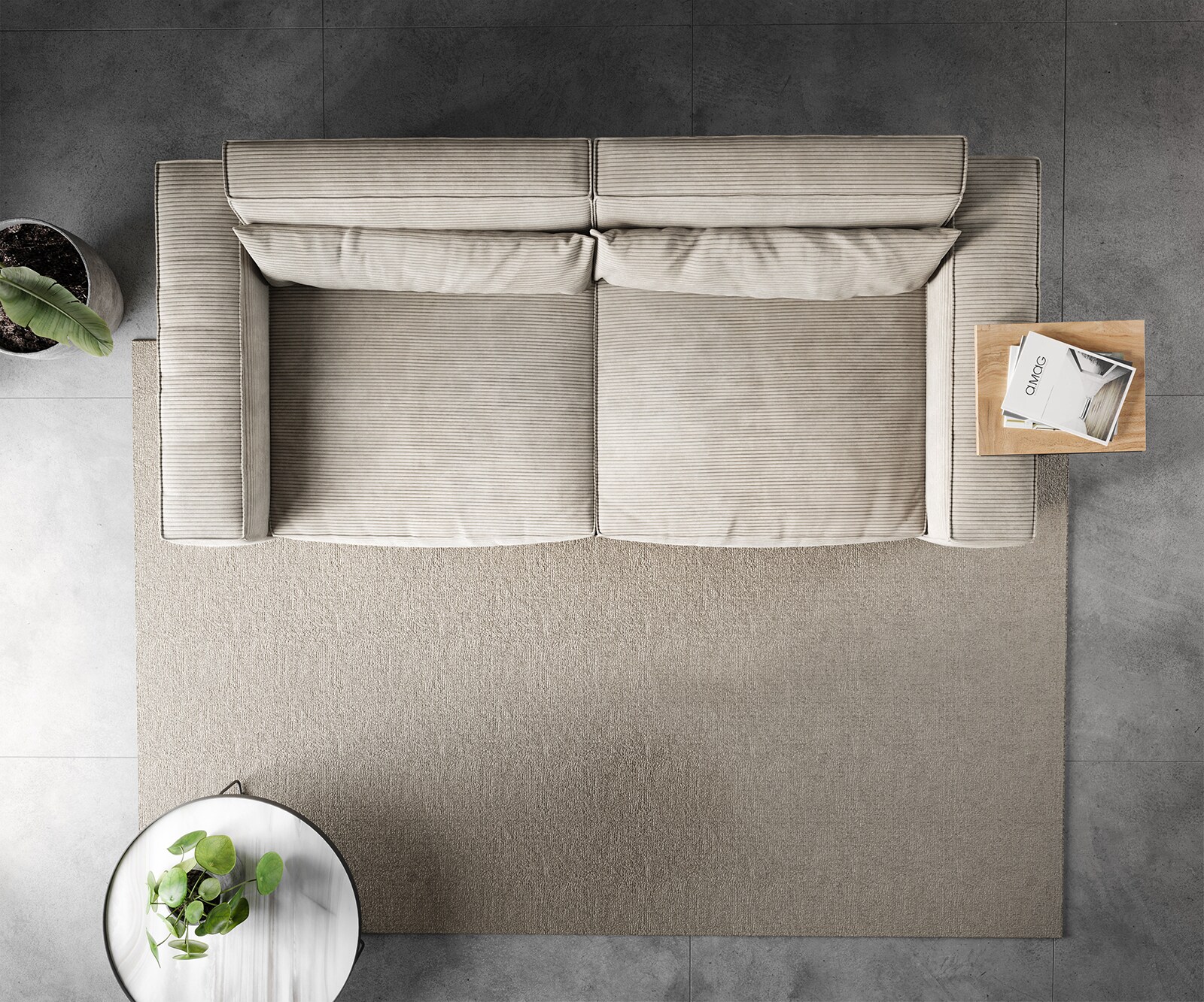 Big-Sofa Sirpio 230x95 cm Cord Beige 5
