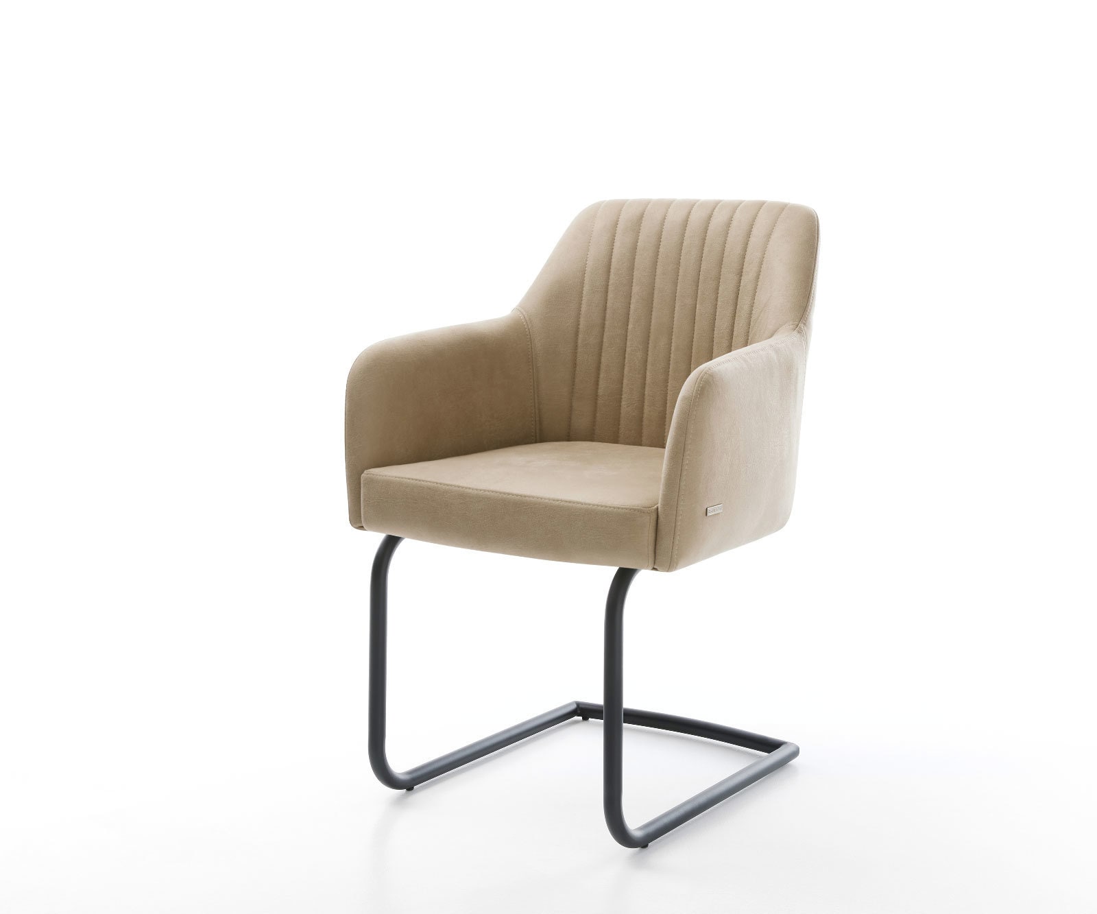 Cantilever Greg-Flex microvelours beige vintage pied cantilever rond noir ressorts ensachés 1