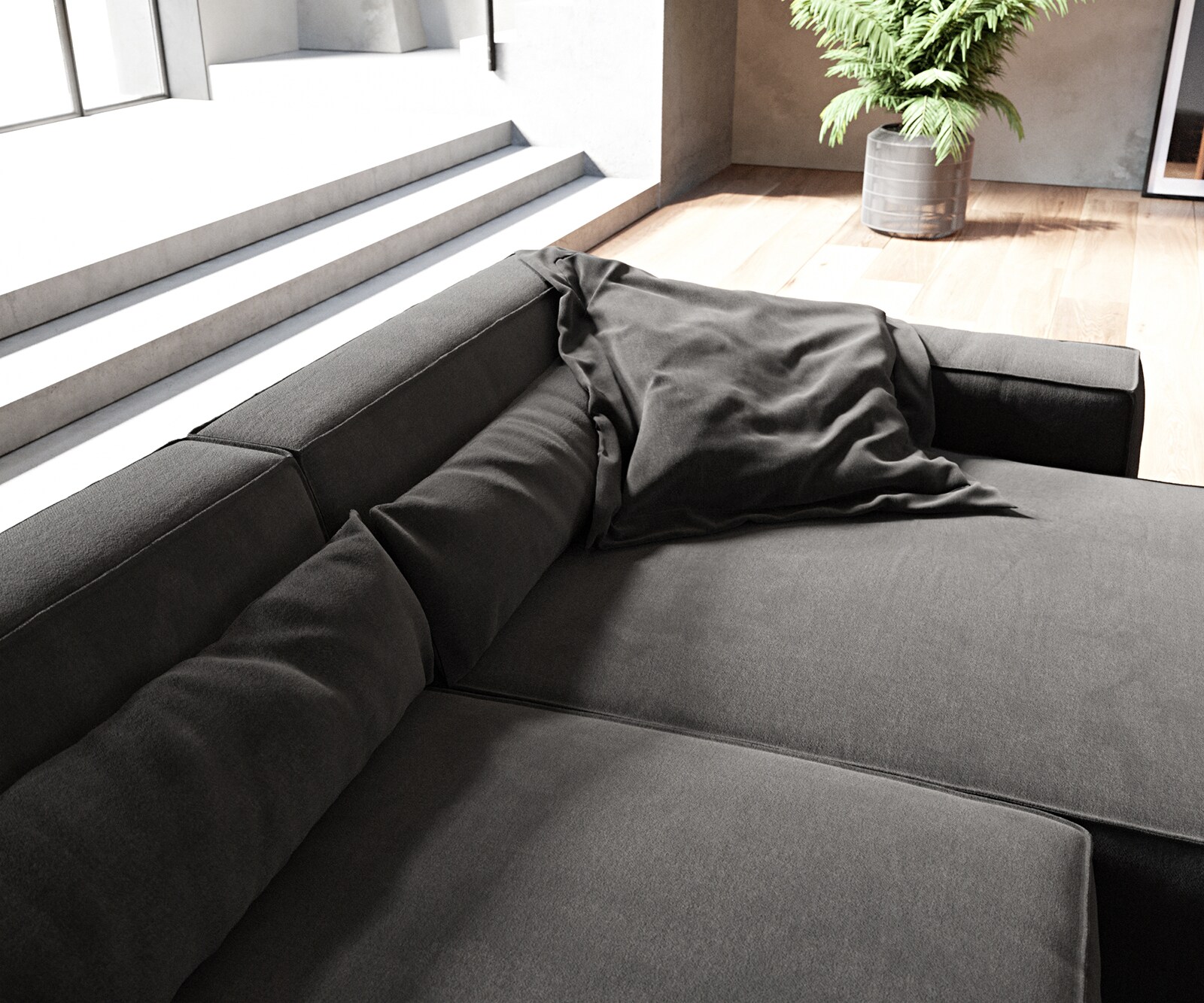 Ecksofa Sirpio XL 370x170 cm Mikrofaser Schwarz Recamiere variabel 4 Ecksofa Sirpio XL 370x170 cm Mikrofaser Schwarz Recamiere variabel 4