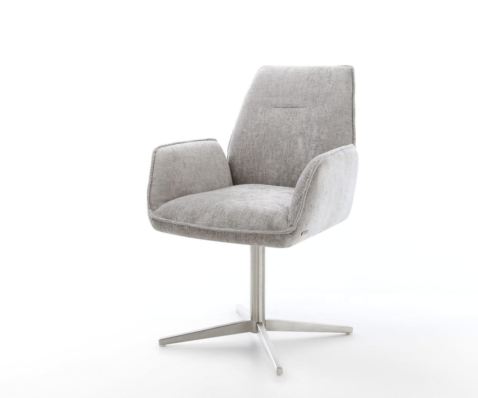 Drehstuhl Zoa-Flex Chenille Silbergrau Fußkreuz Edelstahl 360° drehbar