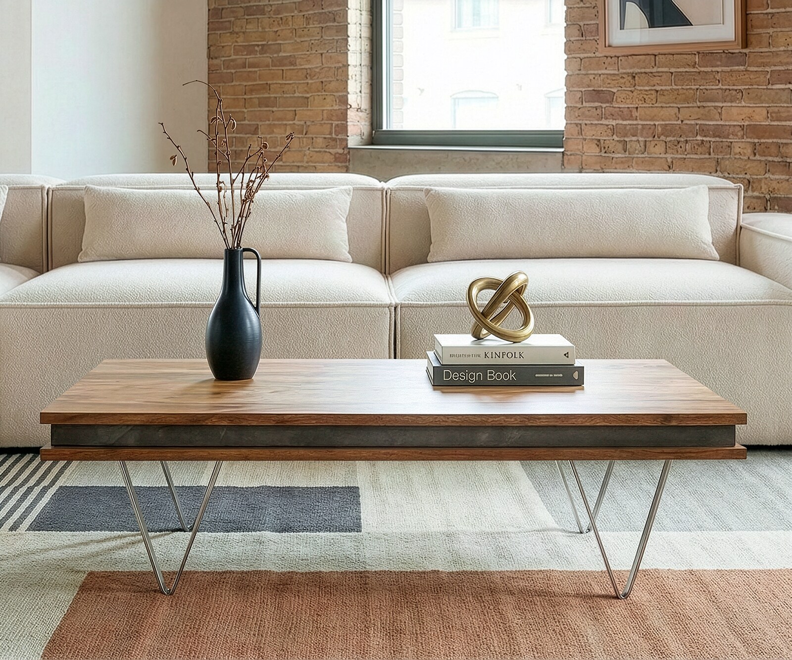 Table-basse design Stonegrace 117x60x25 cm acacia naturel ardoise 1