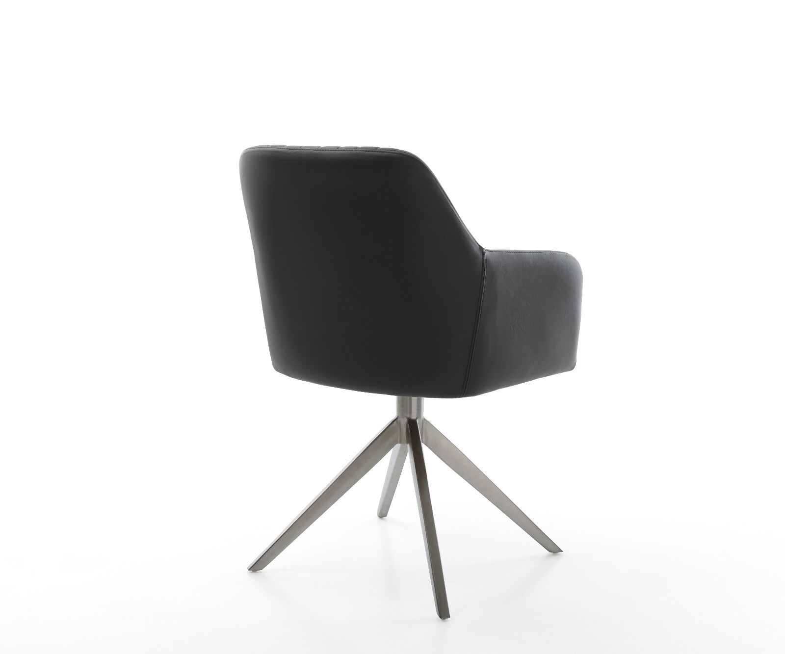 Chaise-pivotante Greg-Flex cuir de vache noir pied croisé large grafiete pivotement sur 360° fonction bascule ressorts ensachés 4