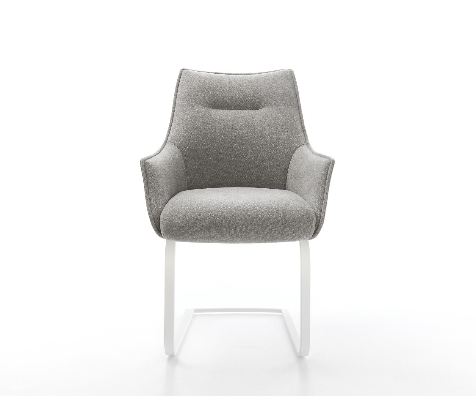 Freischwinger Alja-Flex mit Armlehnen Strukturstoff Soft Grau Freischwinger flach Weiß Taschenfederkern 1
