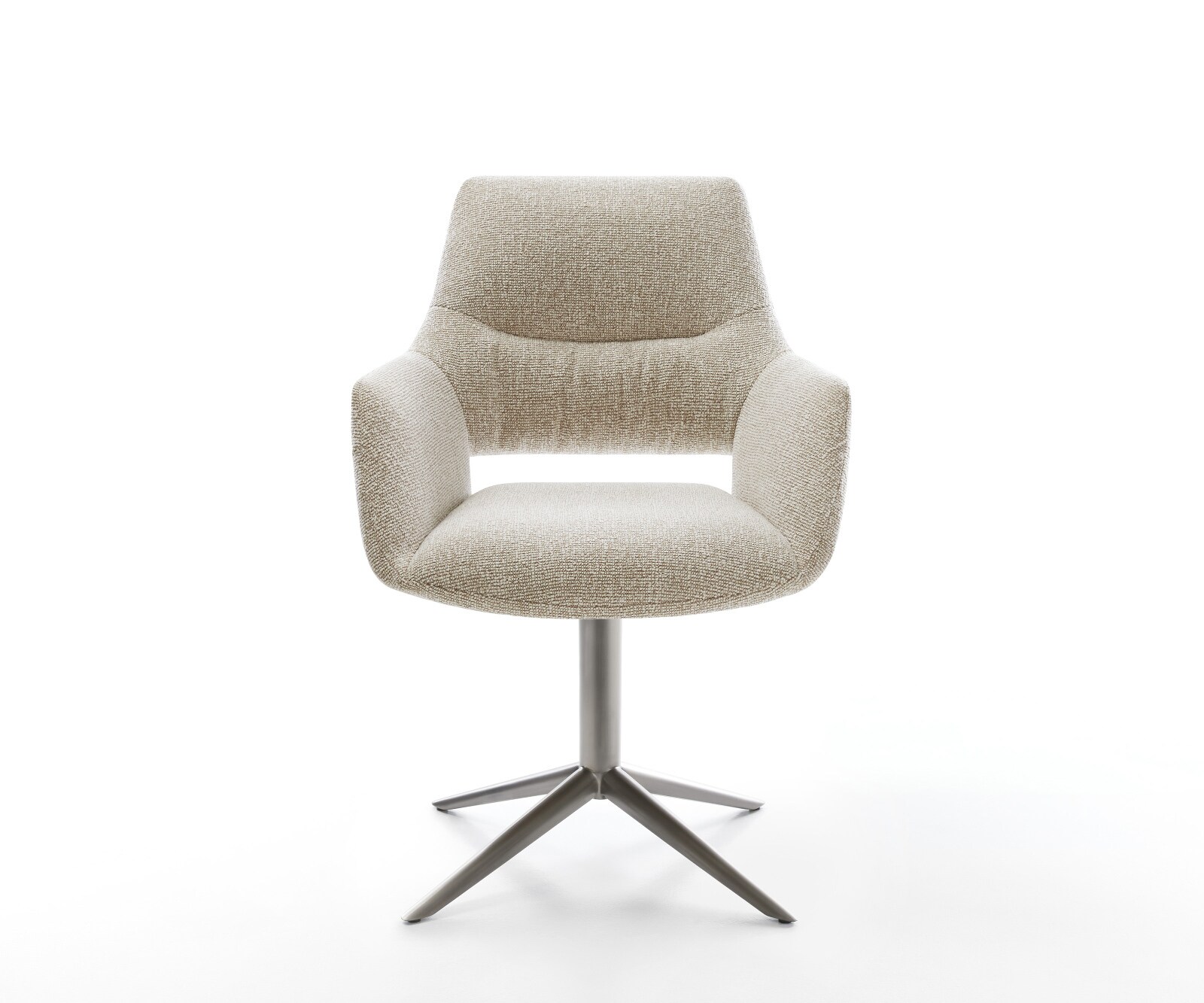 Chaise-pivotante Yago-Flex avec accoudoirs tissu tissé doux beige pied de chaise 4 branches grafiete pivotement sur 360° fonction bascule resorts ensachés 2
