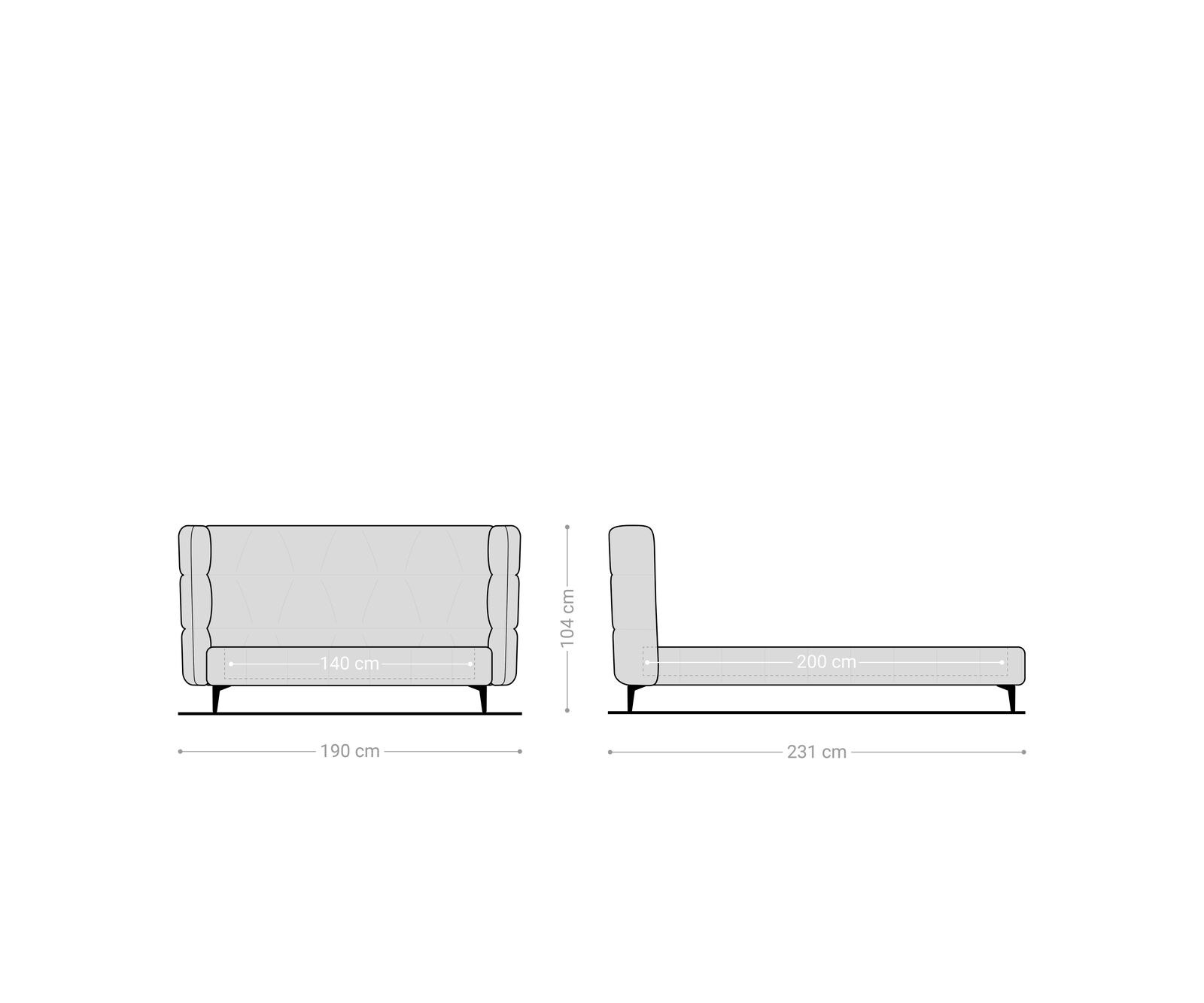 Polsterbettgestell Capujo 140x200 cm Bouclé Creme-Weiß 6