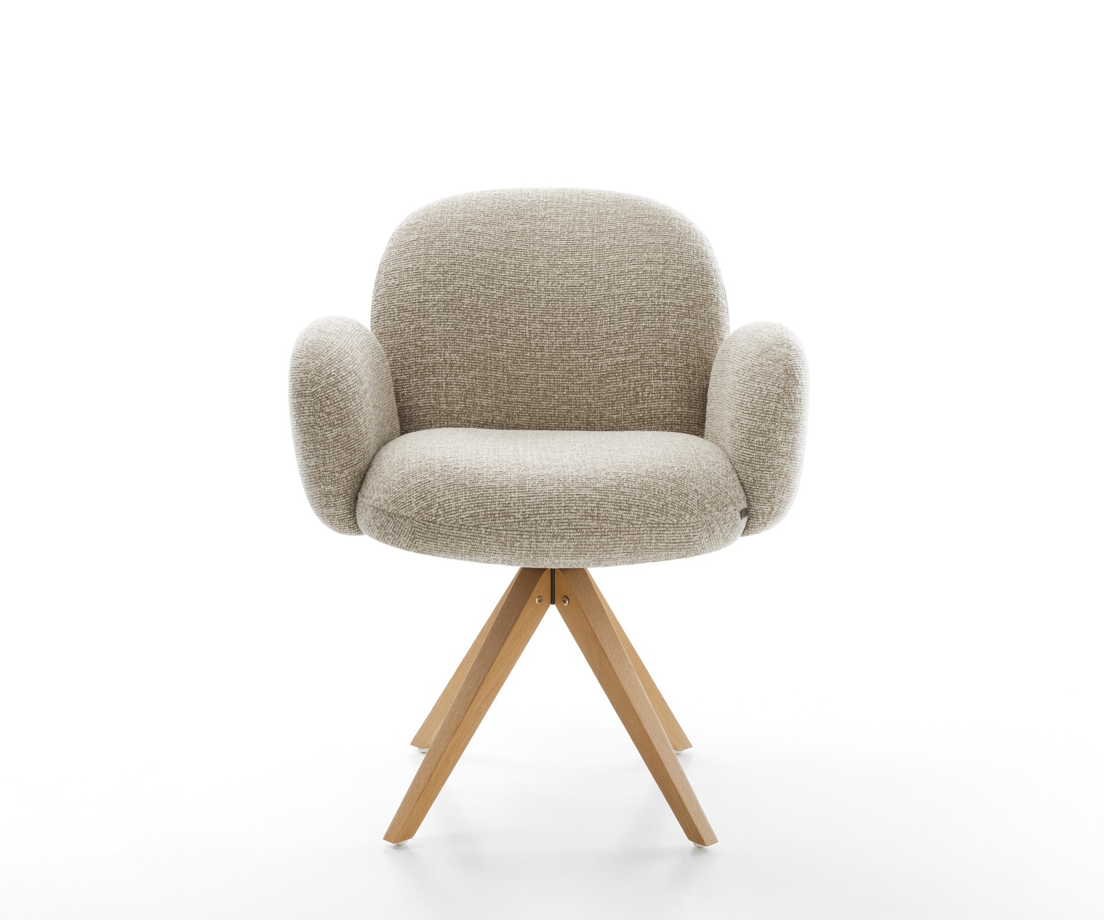 Drehstuhl Nube-Flex mit Armlehnen Webstoff Soft Beige Holzgestell kantig Natur 180° drehbar Taschenfederkern 1 Drehstuhl Nube-Flex mit Armlehnen Webstoff Soft Beige Holzgestell kantig Natur 180° drehbar Taschenfederkern 1