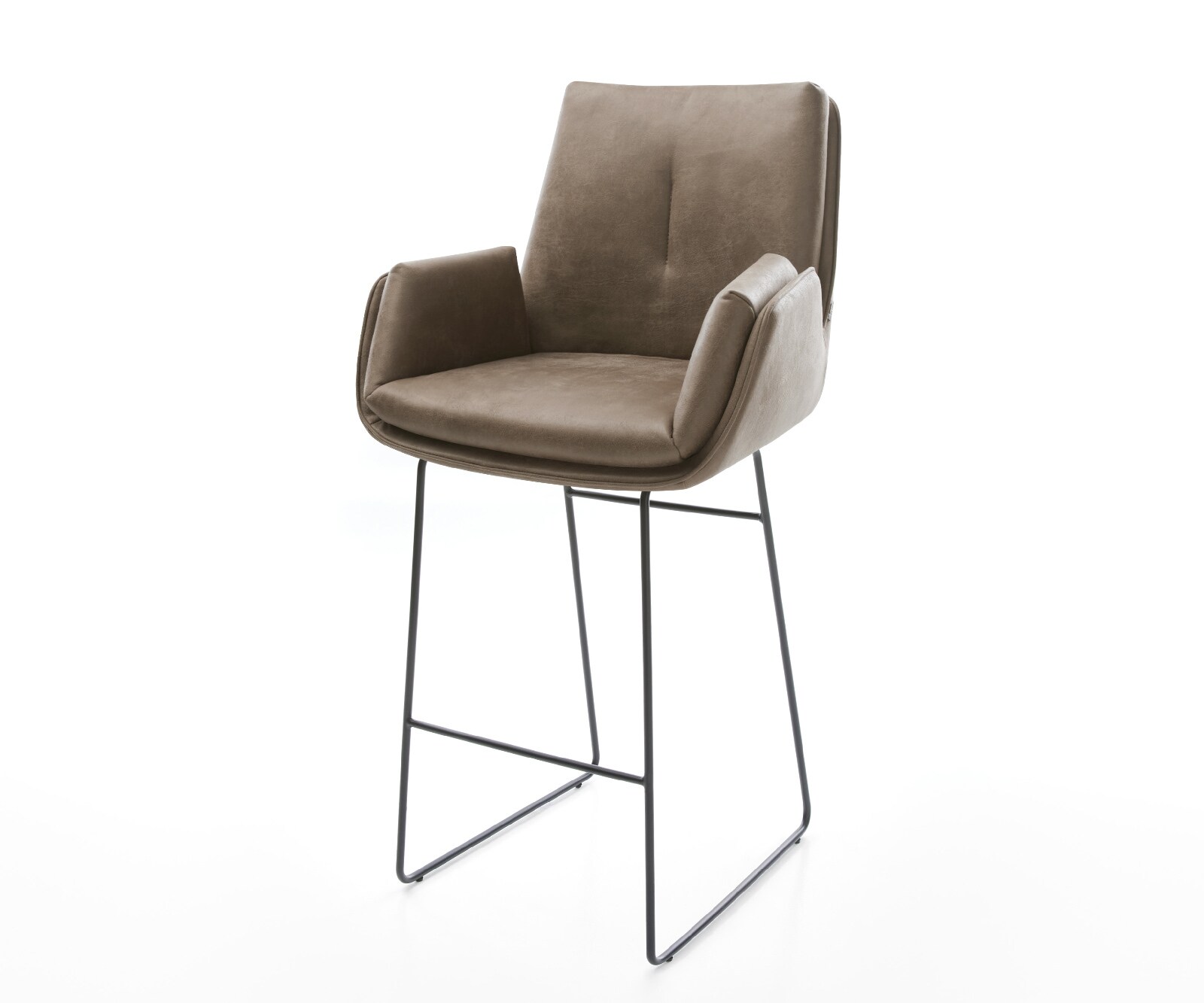 Barstuhl Clea-Flex Mikrofaser Taupe Vintage Kufengestell Metall Schwarz