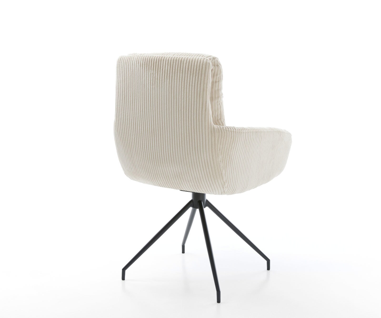 Chaise-de-salle-à-manger Abelia-Flex avec accoudoirs côtelé beige vintage pied croisé conique noir 5