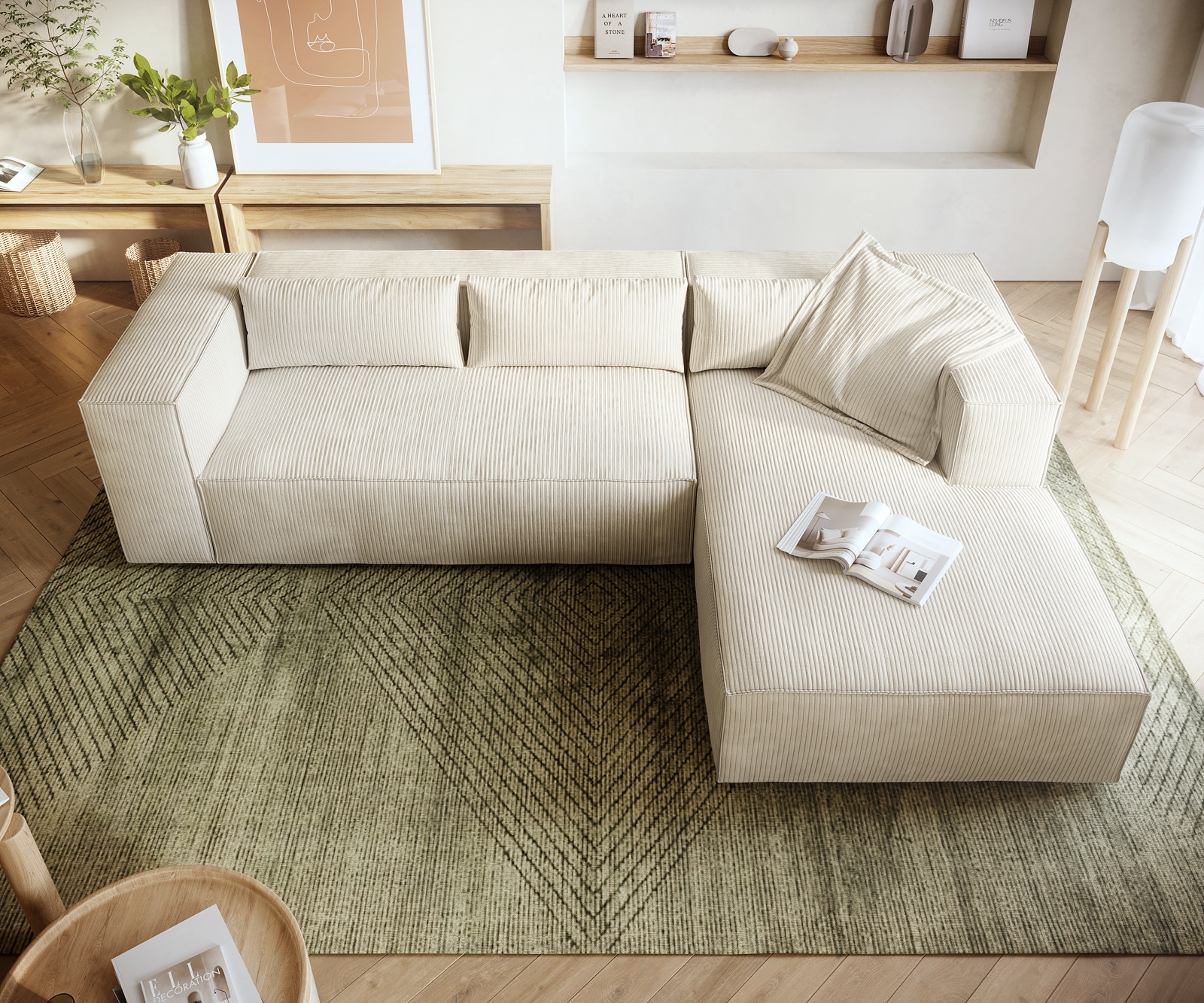 Eckcouch Brom 260x175 cm Cord Beige Recamiere rechts 3 Eckcouch Brom 260x175 cm Cord Beige Recamiere rechts 3