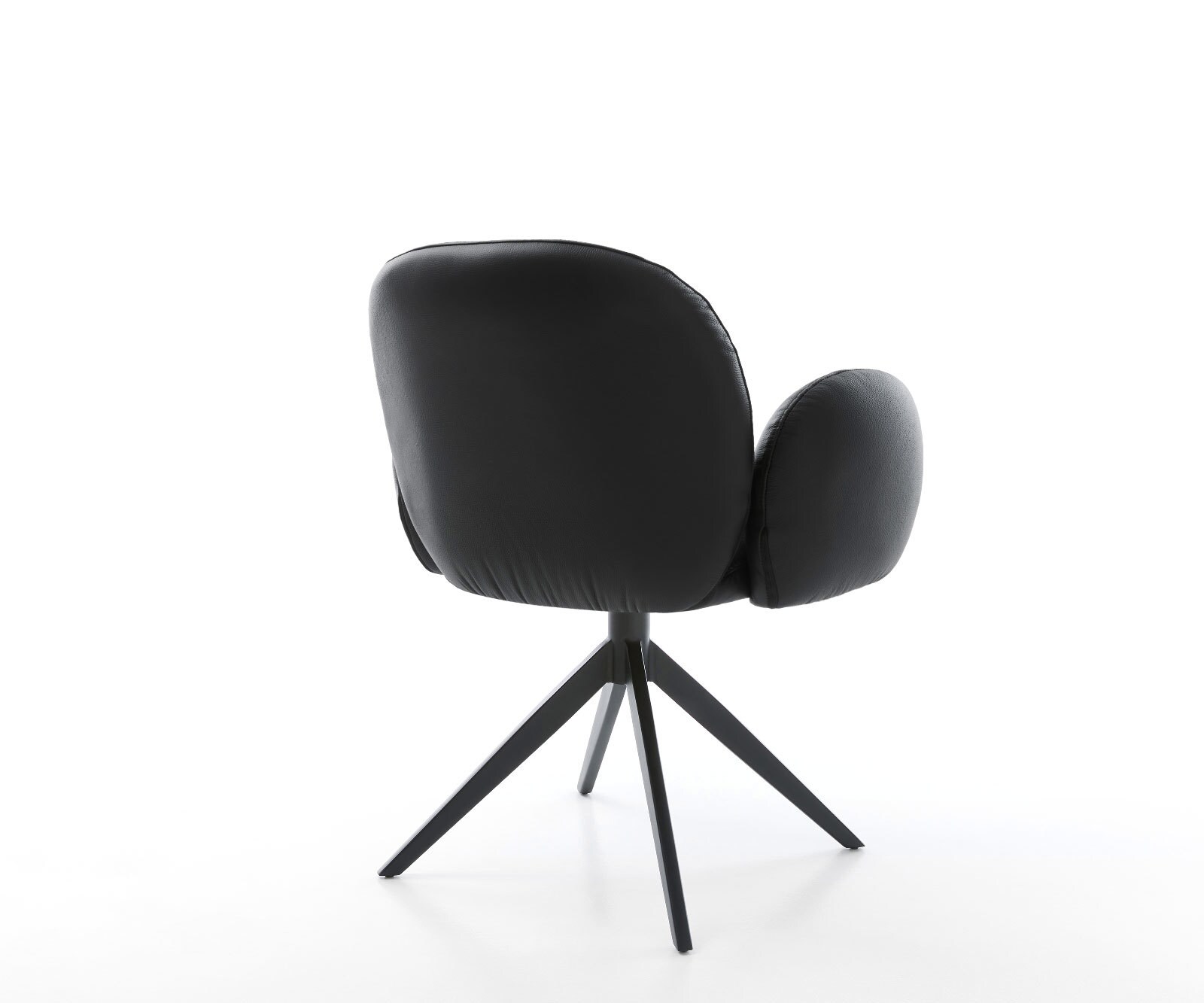 Drehstuhl Nube-Flex mit Armlehnen Echt-Leder Schwarz Kreuzgestell breit Schwarz 360° drehbar Wippfunktion Taschenfederkern 4