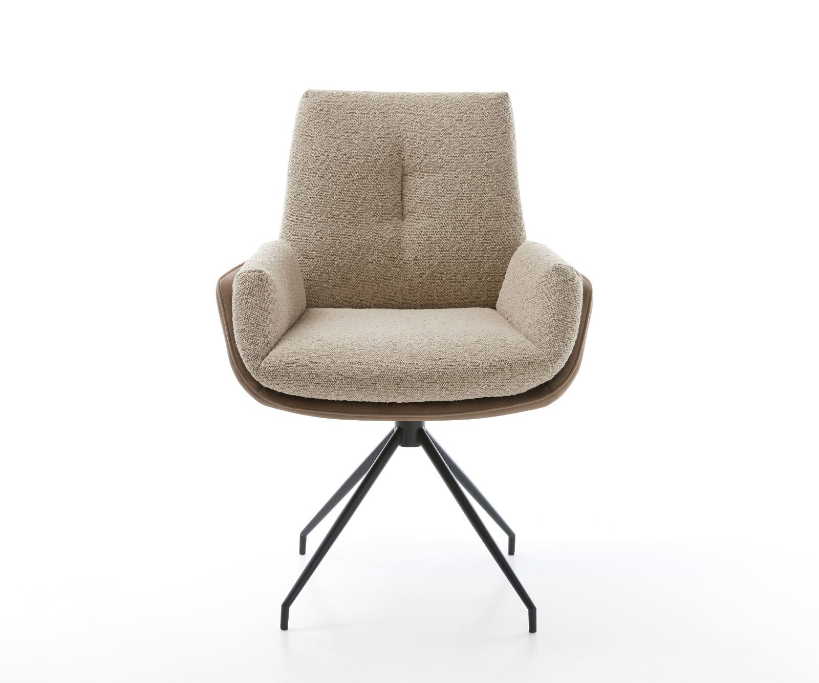 Chaise-pivotante Clea-Flex tissu mixte couleur boue pied croisé conique noir pivotement sur 180° 1