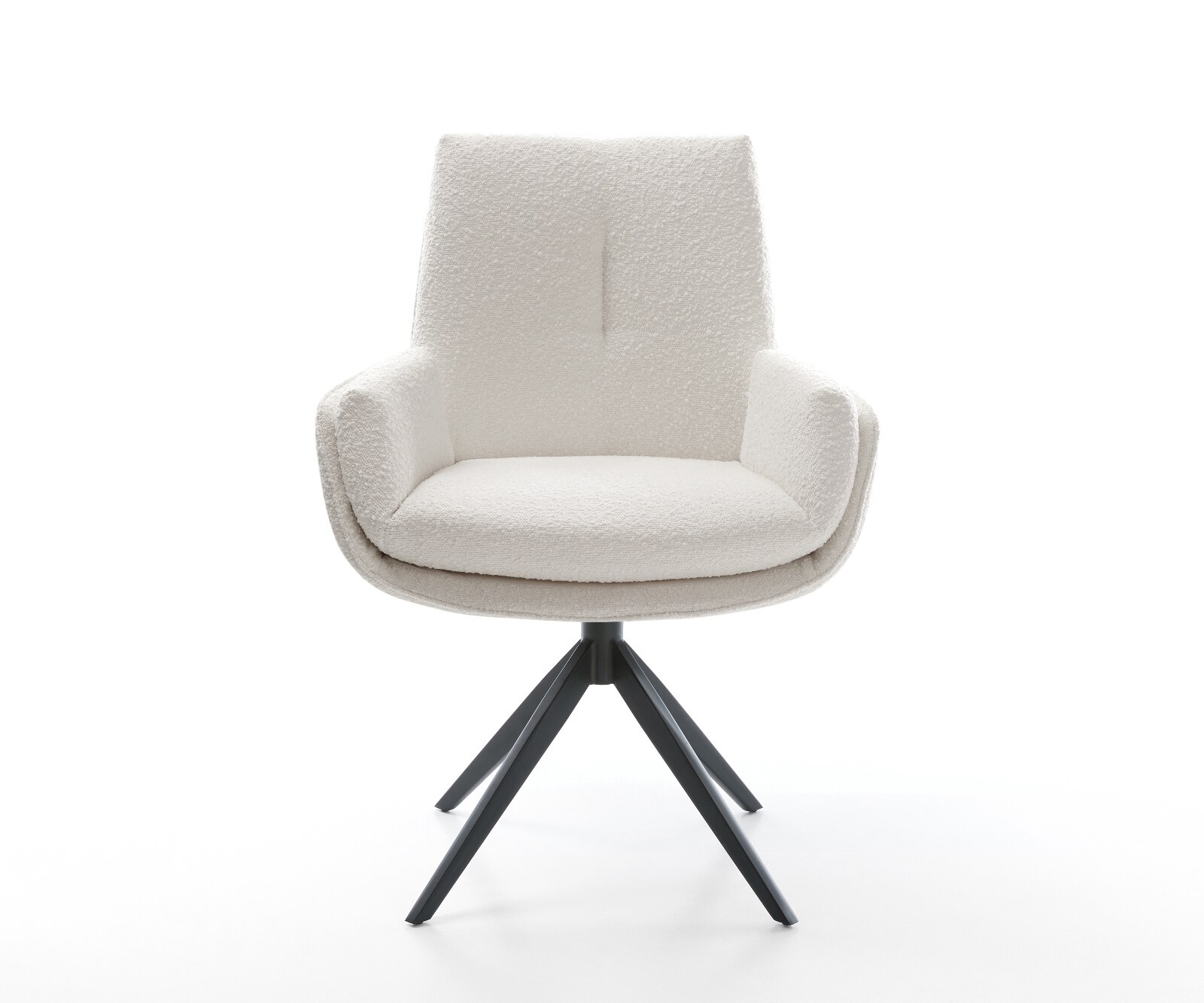 Chaise-pivotante Clea-Flex bouclé crème-blanc pied croisé large noir pivotement sur 360° fonction bascule 1
