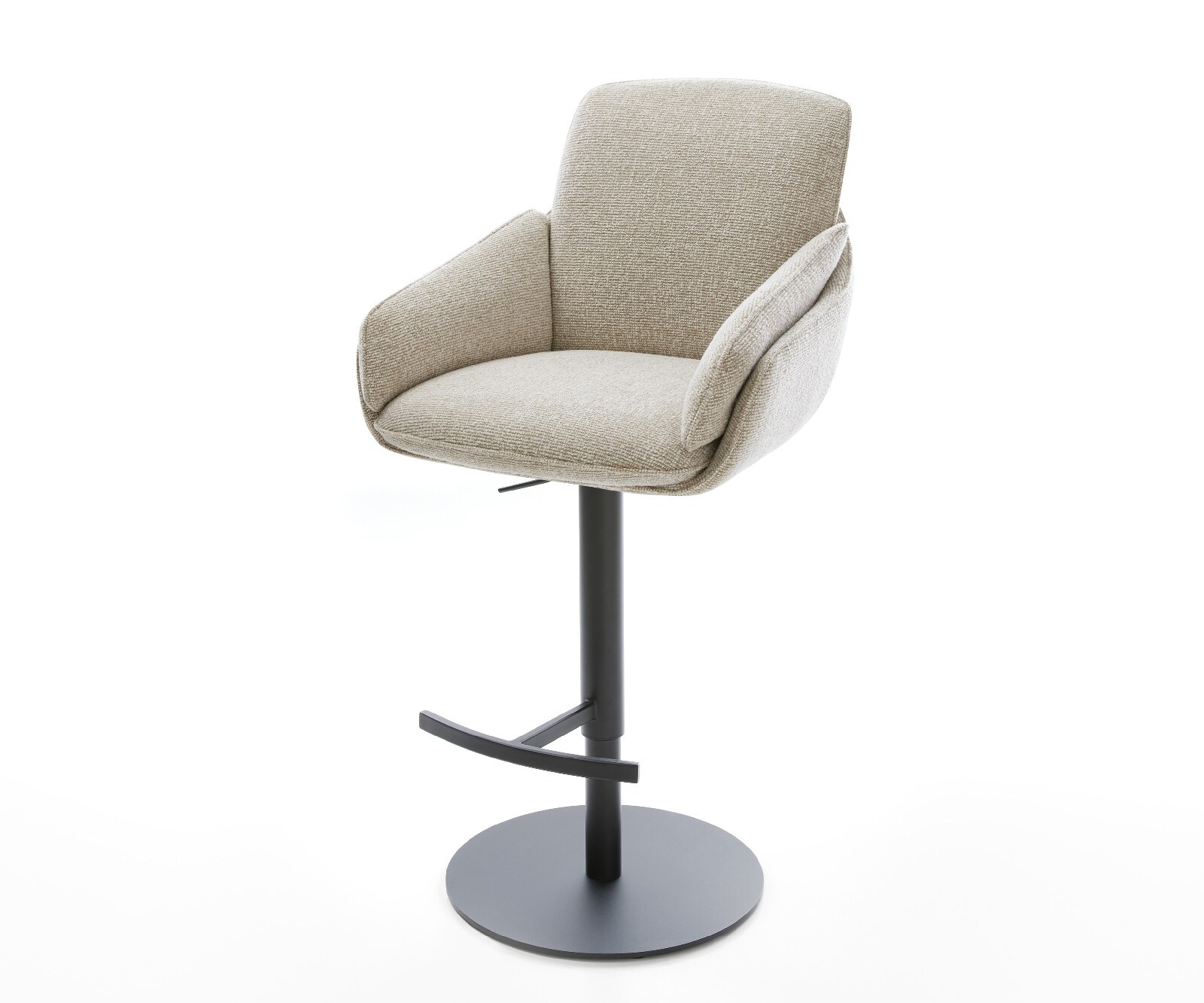 Barstuhl Luan-Flex Webstoff Soft Beige Drehfuß höhenverstellbar Metall Schwarz 1
