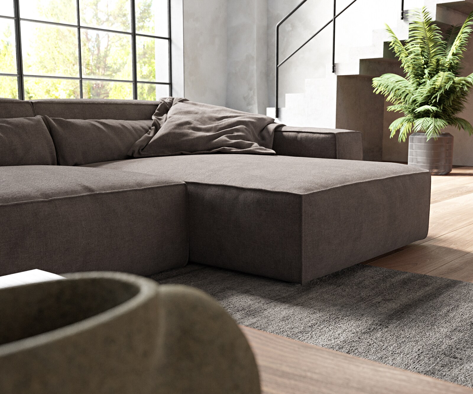 Ecksofa Sirpio XL 370x170 cm Mikrofaser Khakibraun Recamiere variabel 4