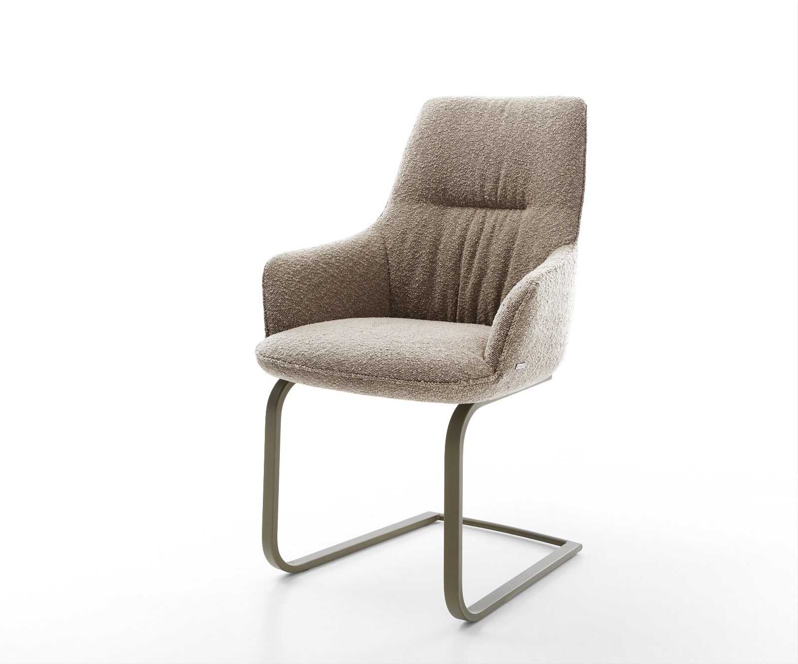 Cantilever Zelia-Flex avec accoudoirs bouclé boue pied cantilever plat aspect titane ressorts ensachés