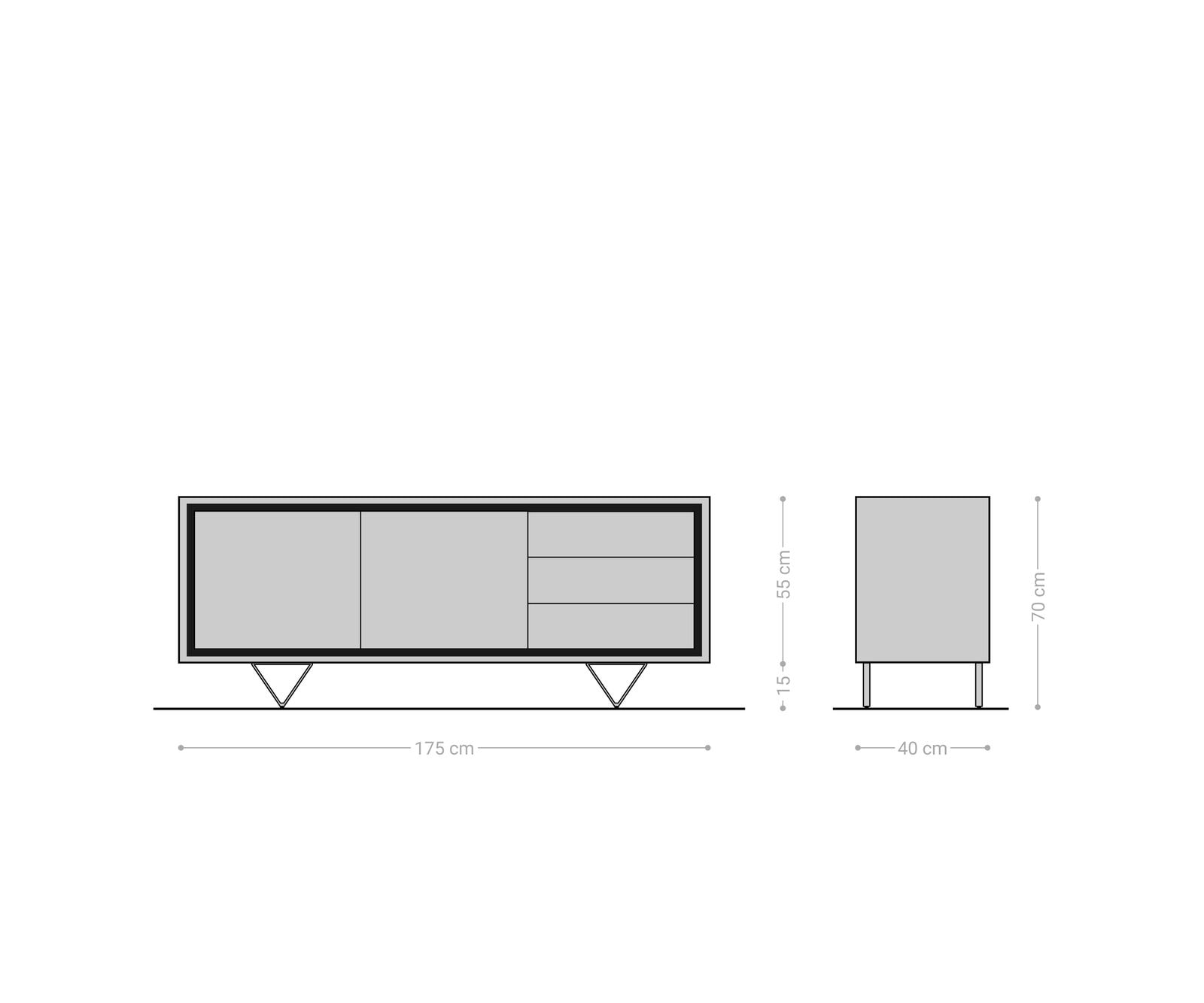 Buffet Stonegrace 175 cm acacia nature 2 portes 3 tiroirs placage en pierre pieds en V 6 Buffet Stonegrace 175 cm acacia nature 2 portes 3 tiroirs placage en pierre pieds en V 6
