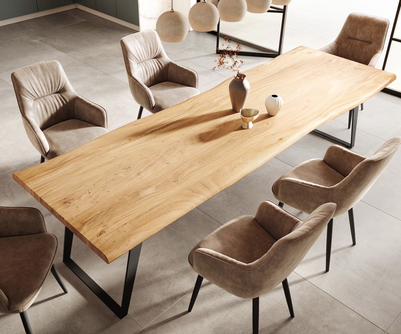 Esstisch Edge 300x100 XL Akazie Natur Metall Schräg Live-Edge 4 Esstisch Edge 300x100 XL Akazie Natur Metall Schräg Live-Edge 4