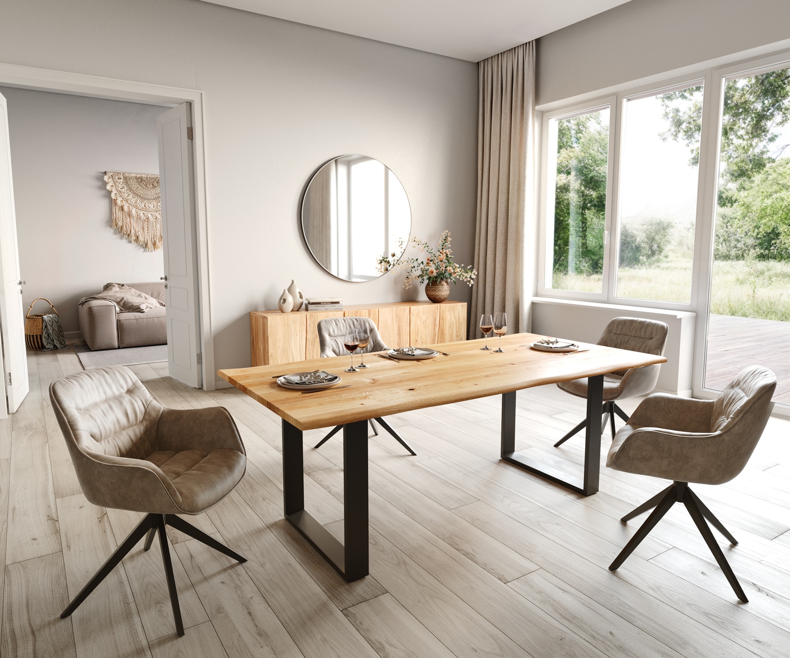 Esstisch Edge 200x100x2,5-3 Eiche Natur Kufe Schwarz Live-Edge 4 Esstisch Edge 200x100x2,5-3 Eiche Natur Kufe Schwarz Live-Edge 4