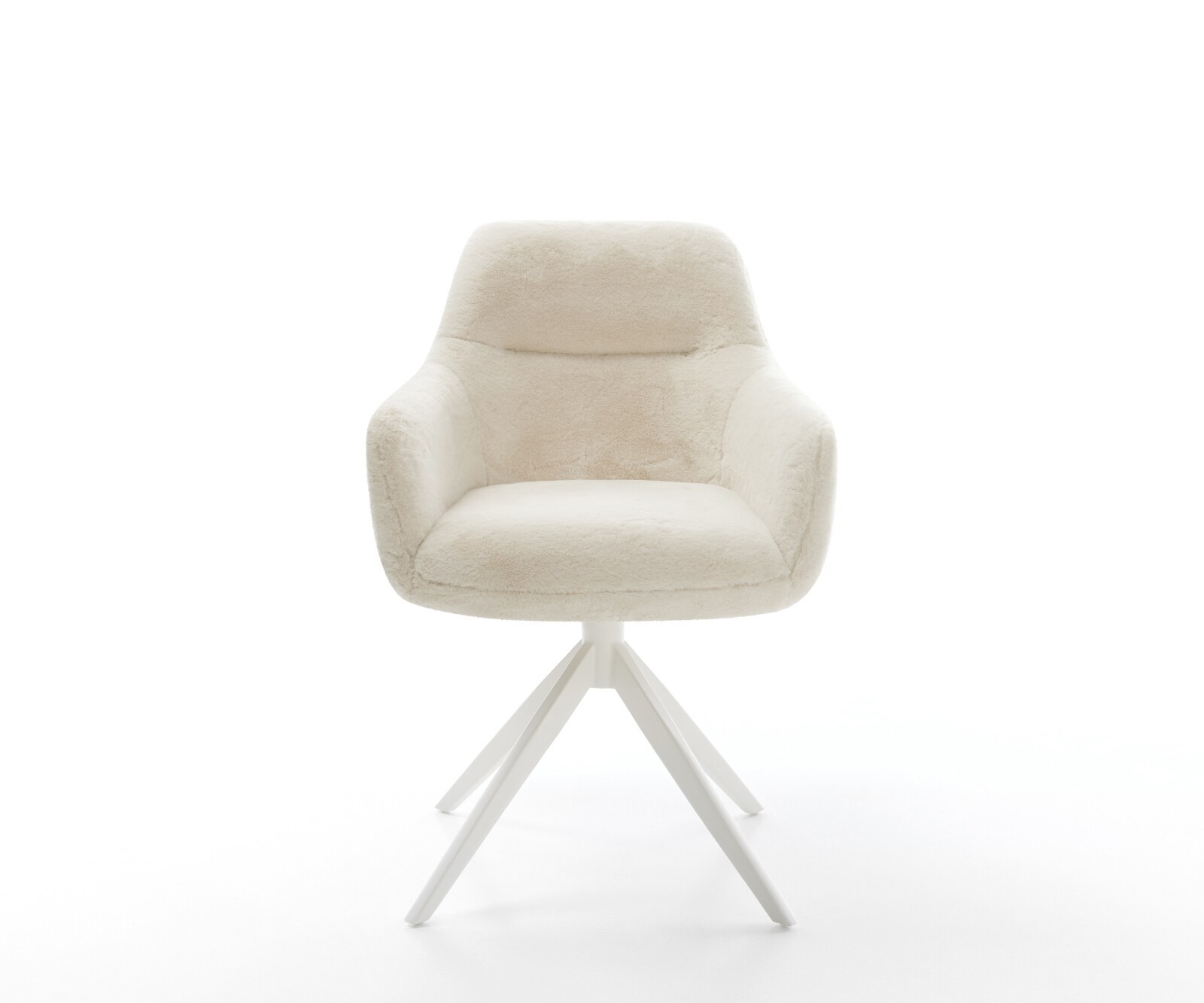 Drehstuhl Pejo-Flex Plüsch Creme-Weiß Kreuzgestell breit Weiß 360° drehbar Wippfunktion Taschenfederkern 2