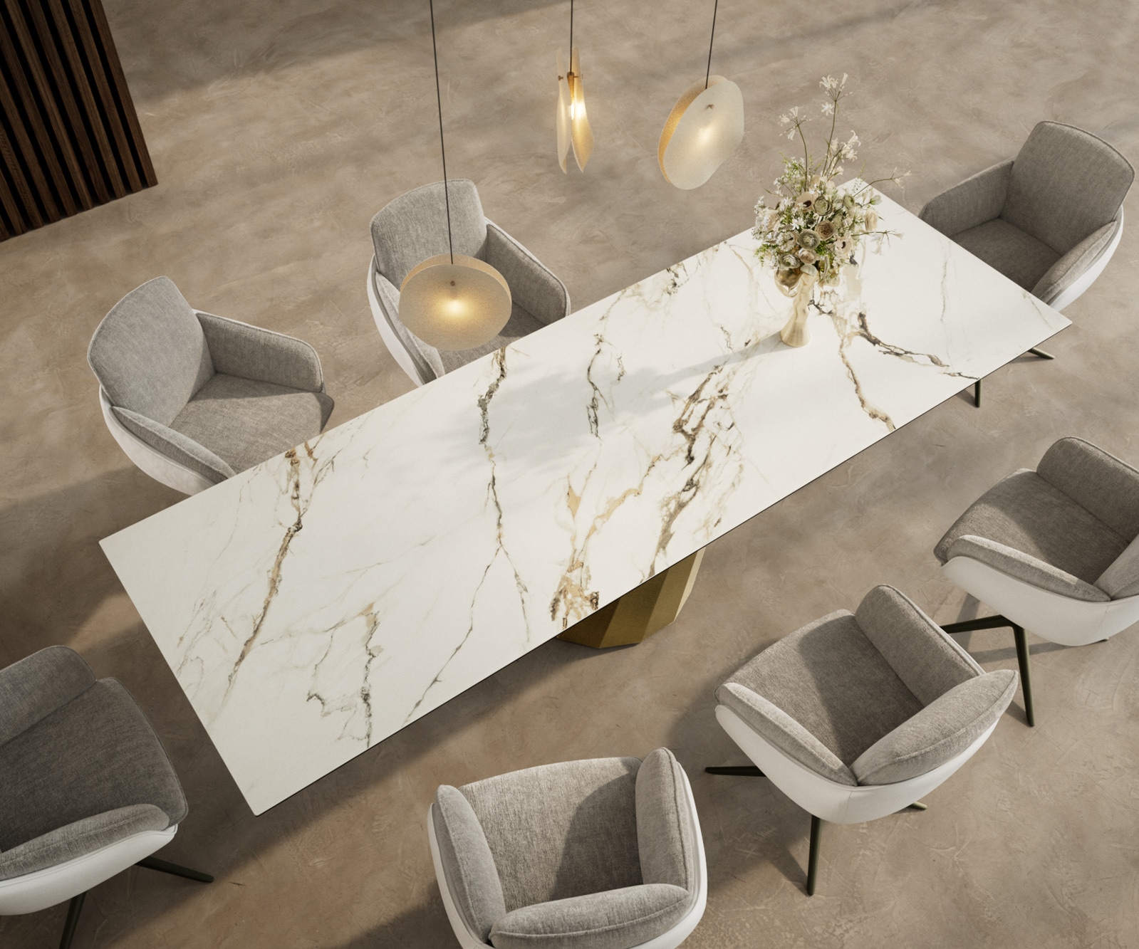 Esstisch Edge 300x100 Keramik Calacatta Luxe Weiß-Gold-Grau Parabel Metallic Gold 3 Esstisch Edge 300x100 Keramik Calacatta Luxe Weiß-Gold-Grau Parabel Metallic Gold 3