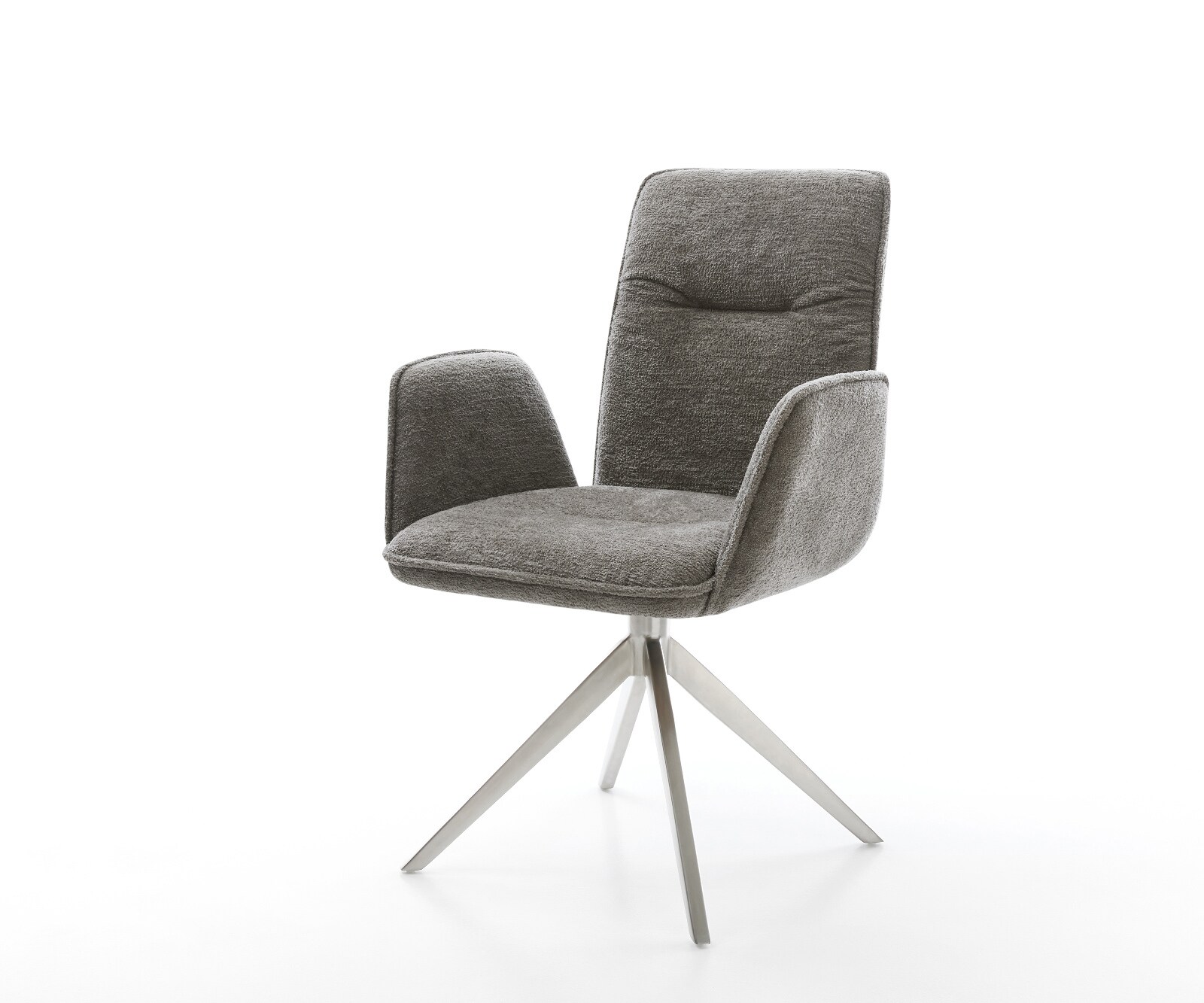 Chaise-pivotante Vinja-Flex bouclé doux couleur boue pied croisé large acier inoxydable pivotement sur 360° fonction bascule 1