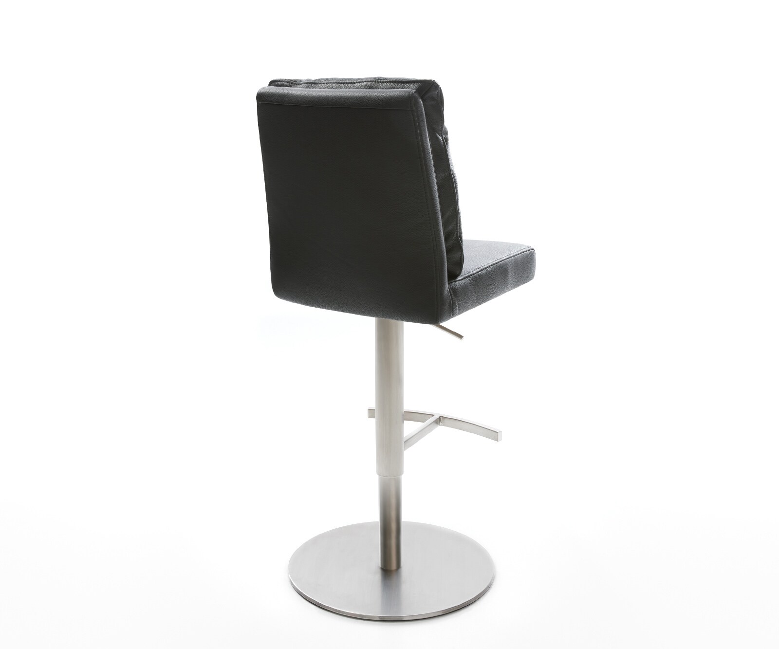 Chaise-de-bar Pela-Flex cuir véritable noir pied pivotant réglable en hauteur acier inoxydable 5