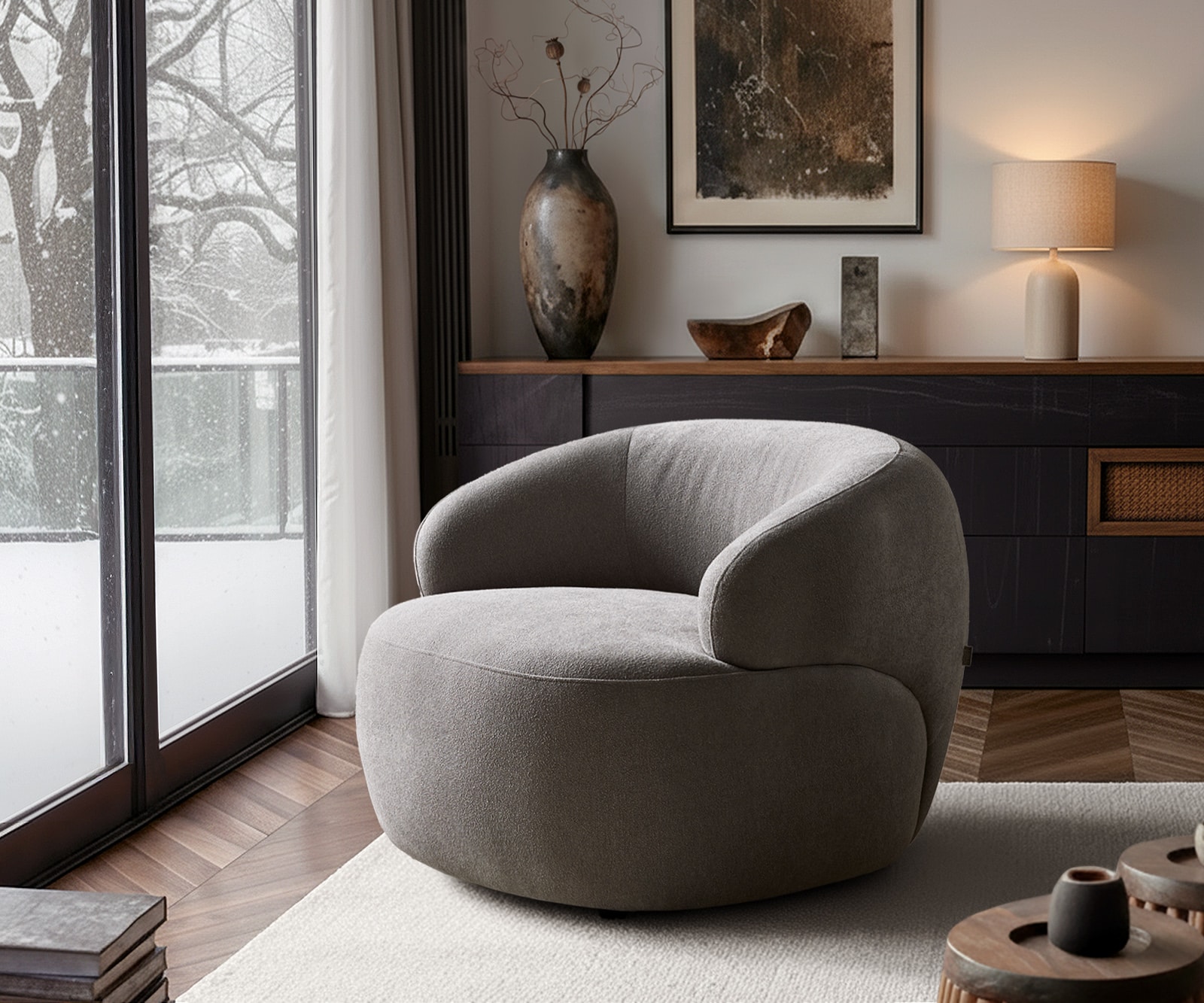 Loungesessel Nova 88x88 cm Strukturstoff Soft Grau Loungesessel Nova 88x88 cm Strukturstoff Soft Grau