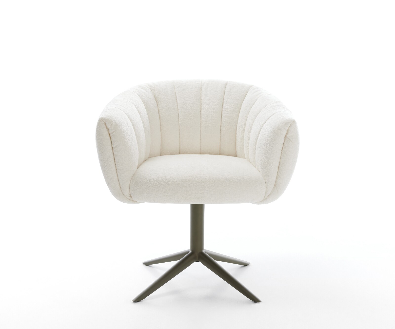 Chaise-pivotante Jada-Flex bouclé doux beige pied croisé angulaire aspect titane pivotement sur 360° fonction bascule ressorts ensachés 2