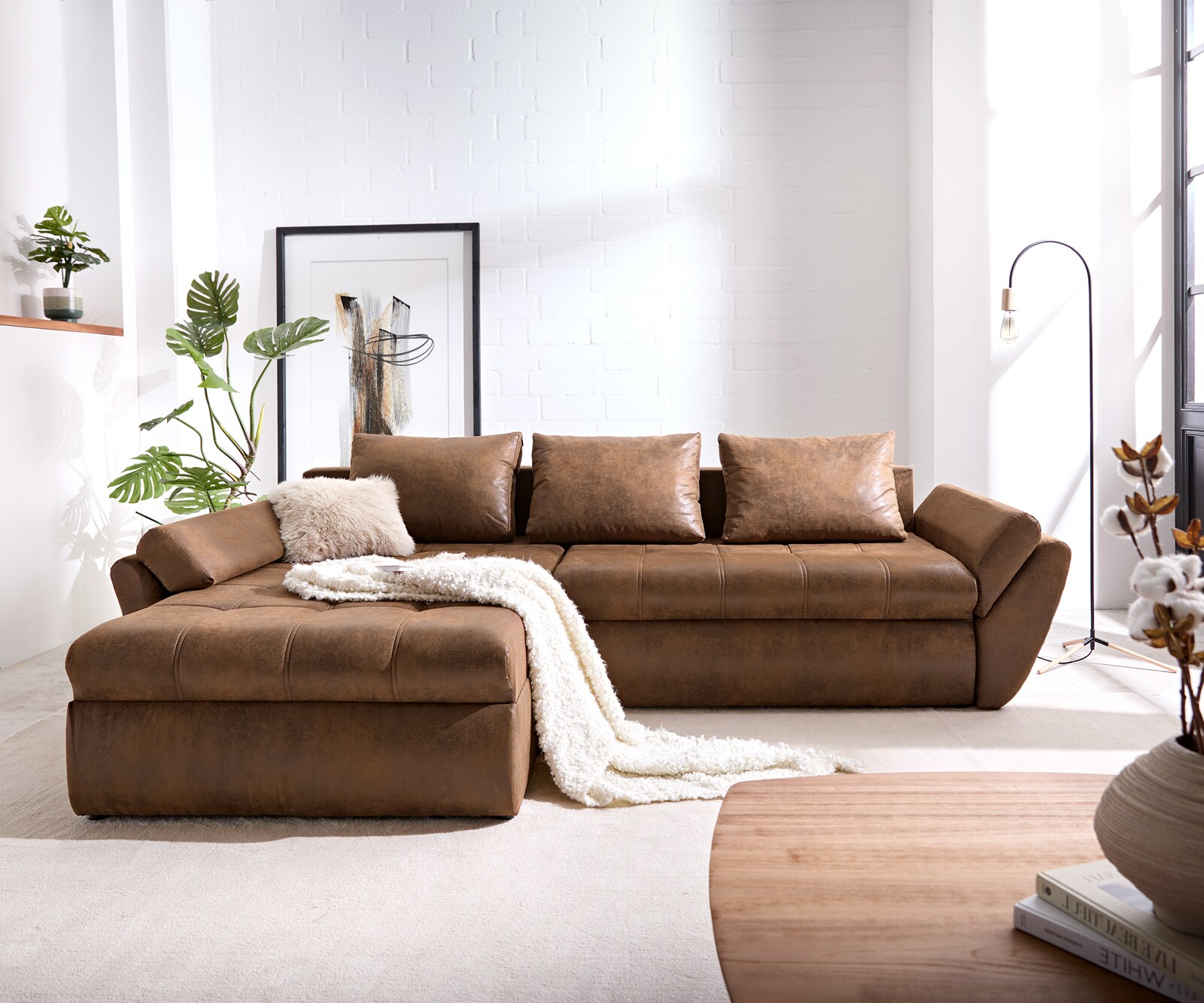 Ecksofa Loana 275x185 cm Braun mit Schlaffunktion 1