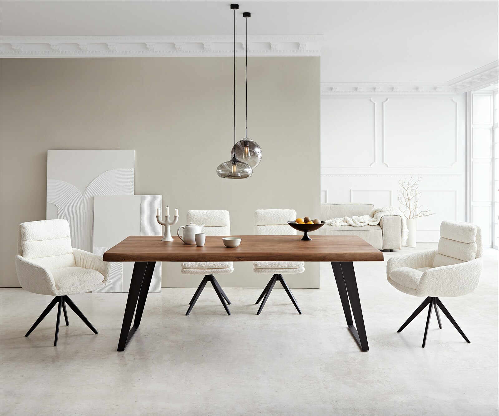 Table-à-manger Edge 200x100 XL acacia marron métal incliné Live-Edge 1