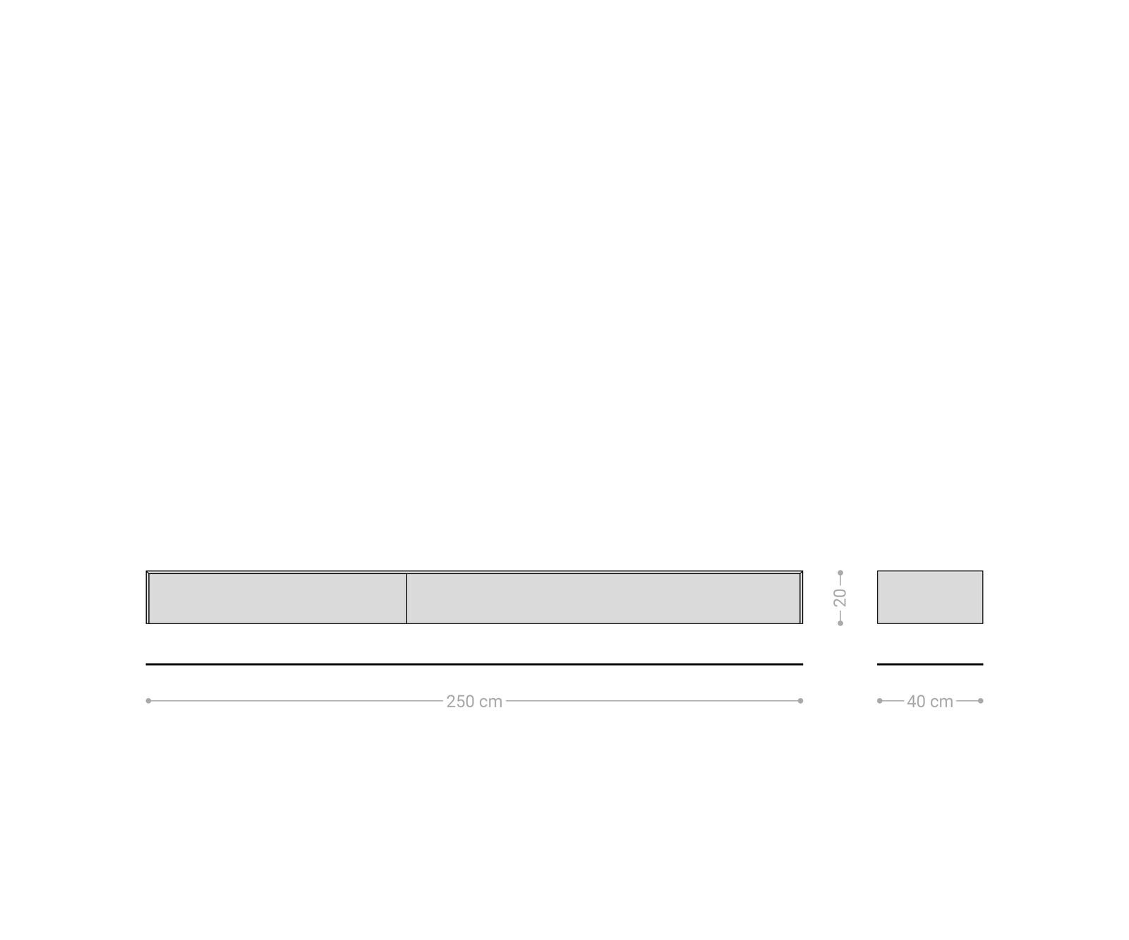 Lowboard Cuor 250 cm Keramik Beton Grau 1 Klappe 1 Schubfach Schwebend 8