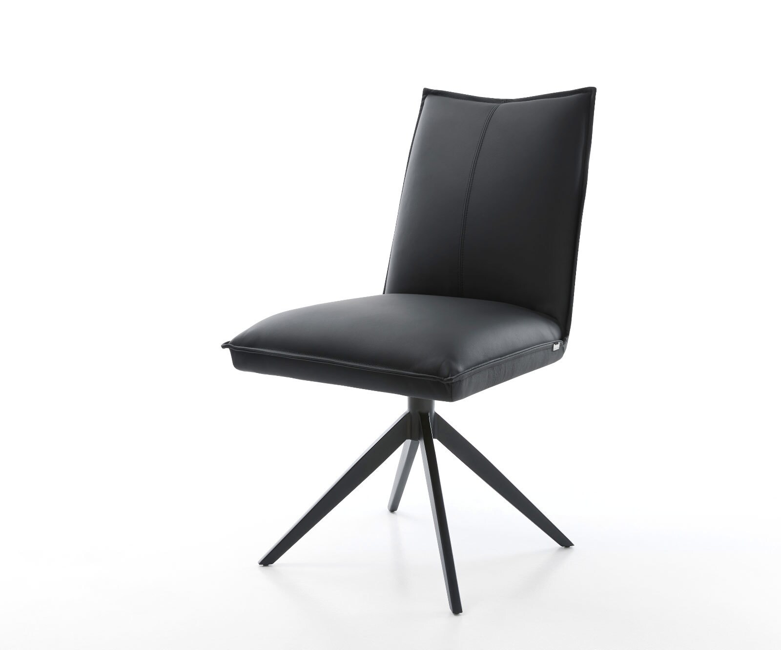 Drehstuhl Lelio-Flex Echt-Leder Schwarz Kreuzgestell breit Schwarz 360° drehbar Wippfunktion Taschenfederkern