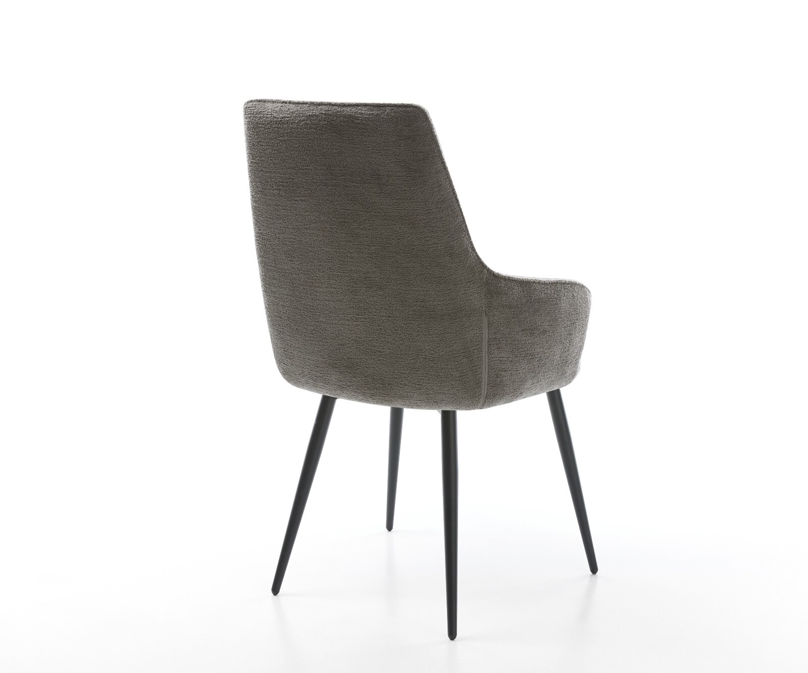 Chaise-de-salle-à-manger Zelia-Flex avec accoudoirs bouclé doux couleur boue 4 pieds coniques noir resorts ensachés 4