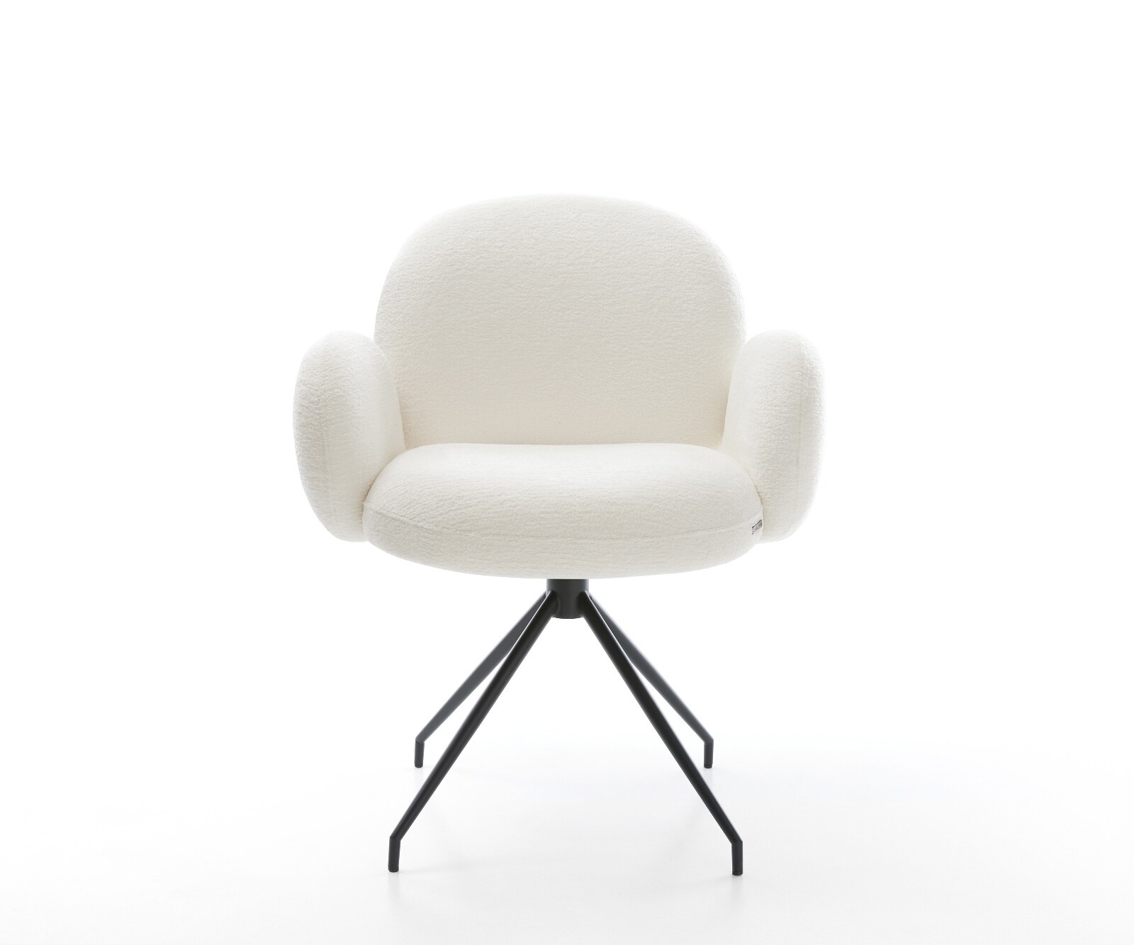 Chaise-de-salle-à-manger Nube-Flex avec accoudoirs bouclé doux beige pied croisé conique noir resorts ensachés 2