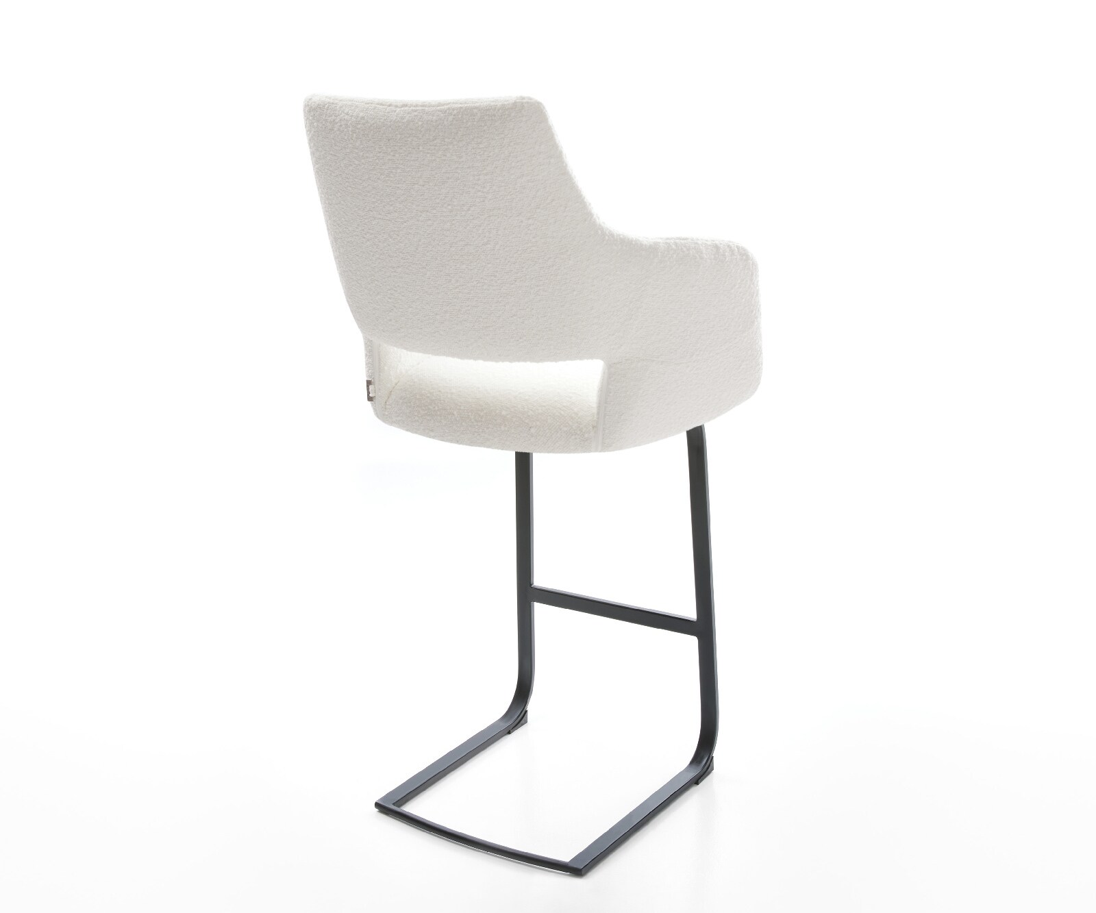 Barstuhl Yago-Flex Bouclé Creme-Weiß Freischwinger Flach Metall Schwarz Taschenfederkern 5